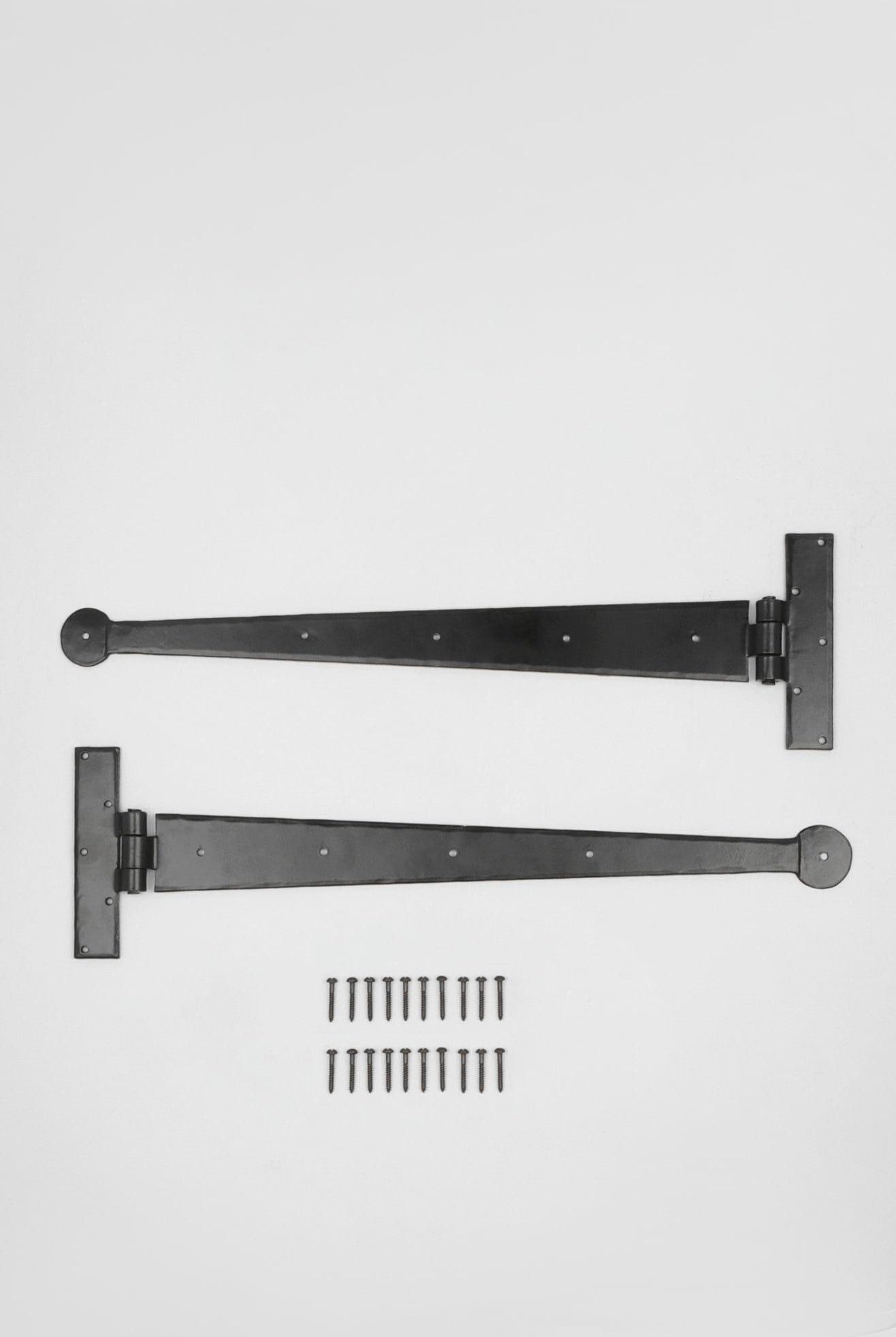 18" Coinbase Hand Forged T Hinges Pair in Black Finish - G Decor