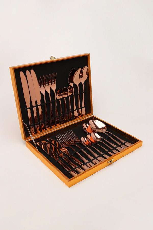 Vermont Rose Gold 24-Piece Stainless Steel Cutlery Set Gift Box