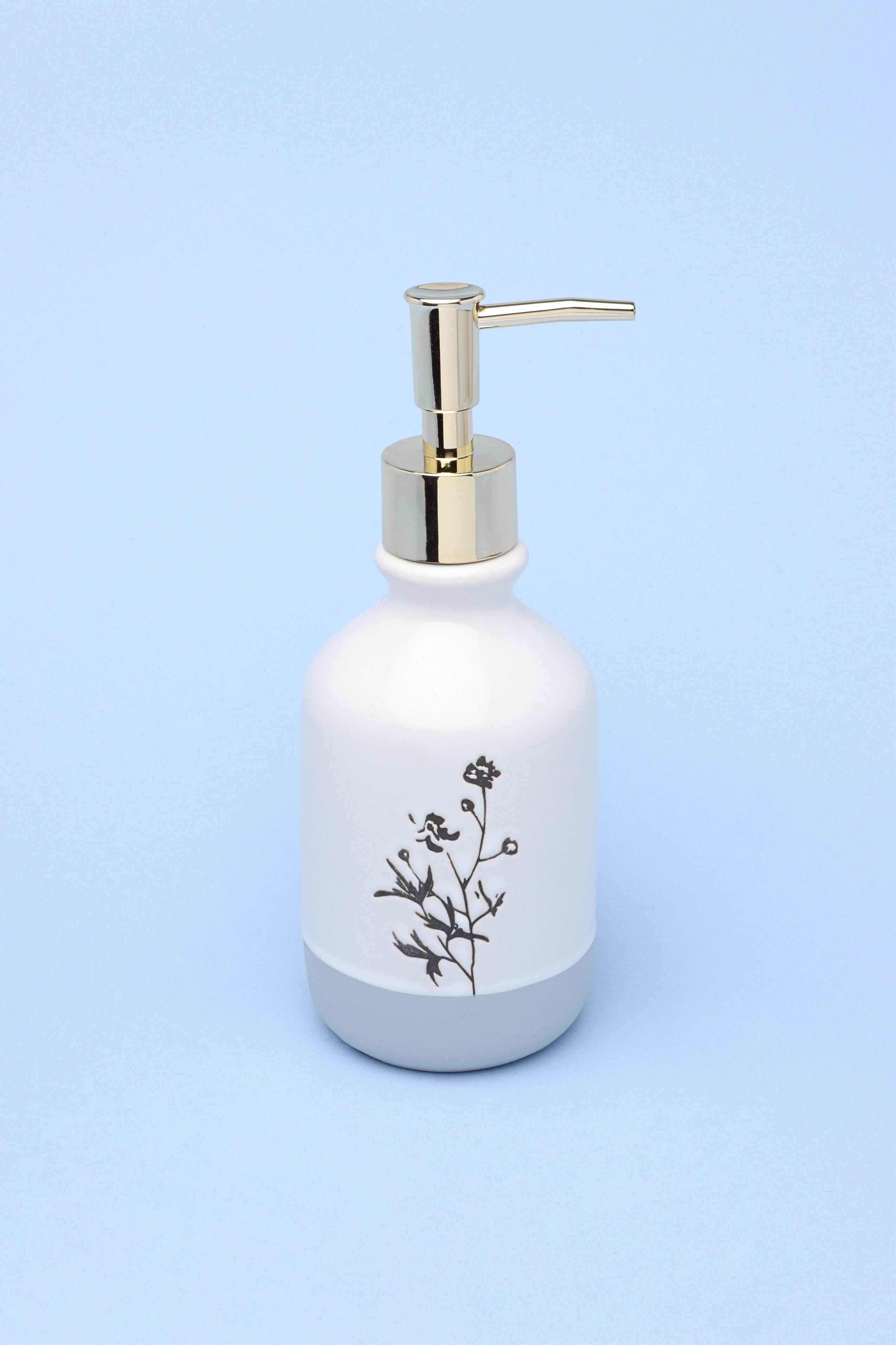 3-Piece White Cream Gold + Chrome Bathroom Set Artistic Flowers - G Decor