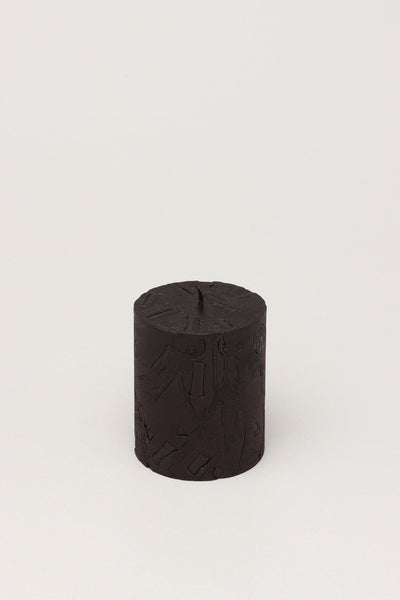 G Decor Candles Black / Small Adeline Onyx Black Textured Retro Pillar Candle