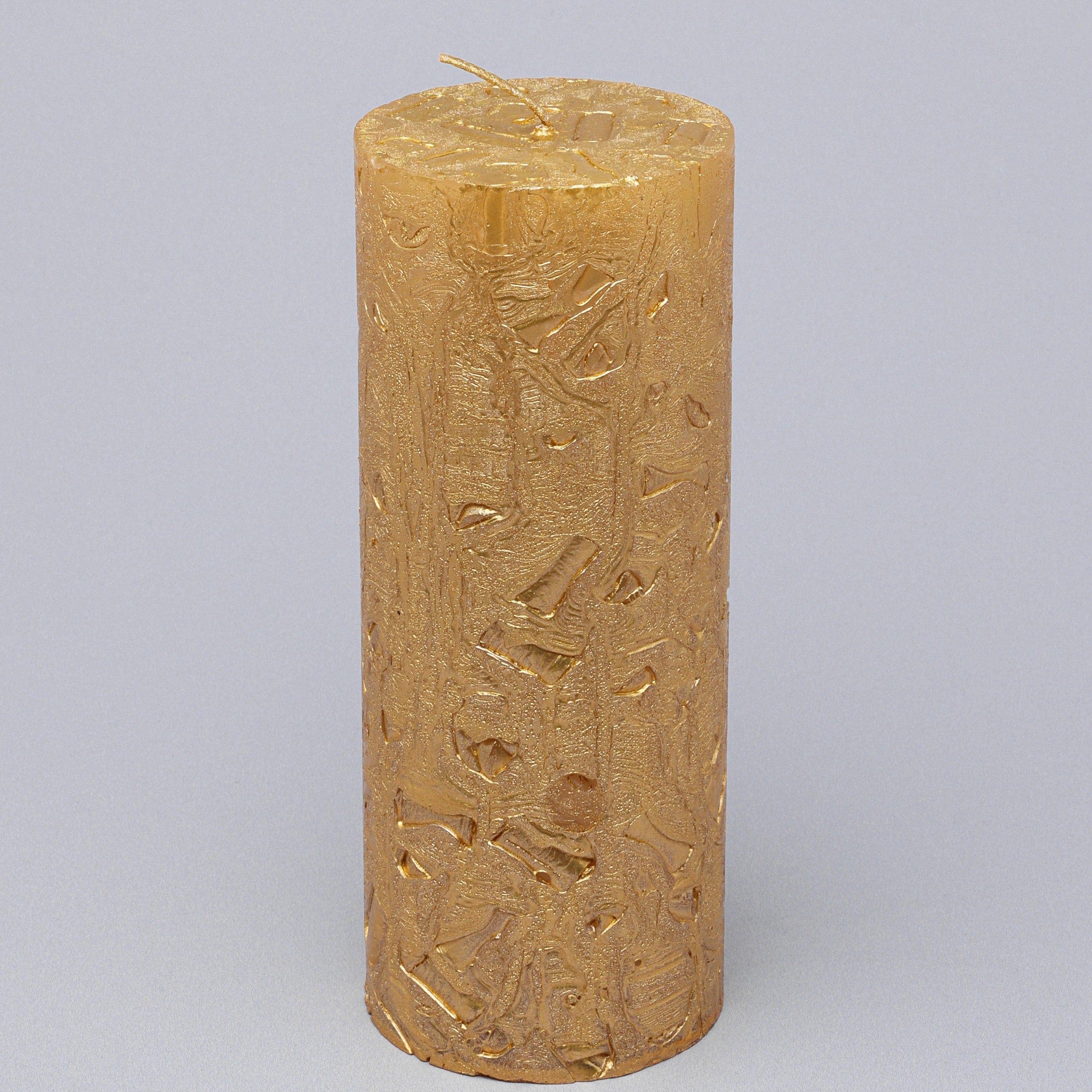 Adelle Aurelia Gold Signature Waxwork Pillar Candle in Warm Gold - G Decor