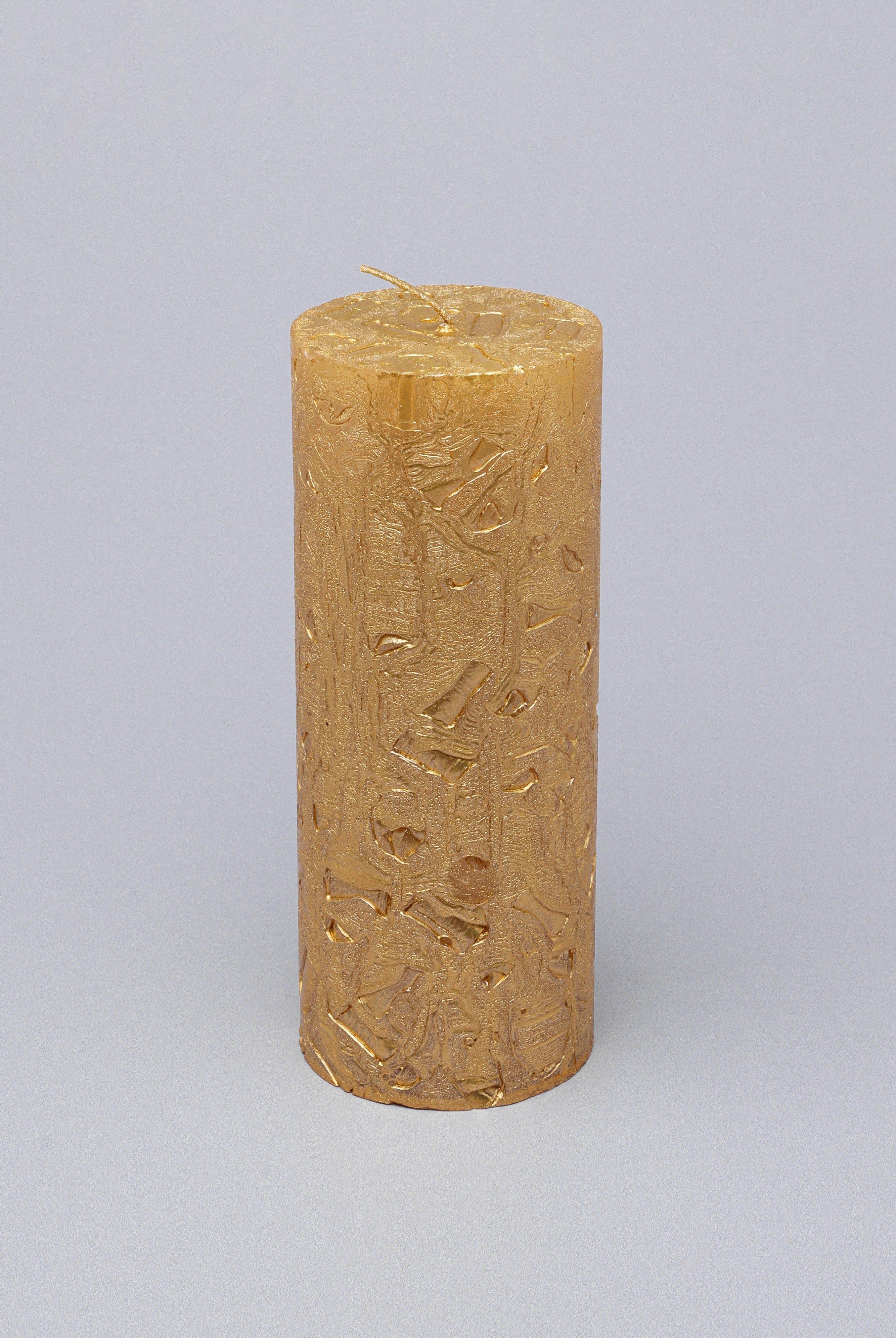 Adelle Aurelia Gold Signature Waxwork Pillar Candle in Warm Gold - G Decor
