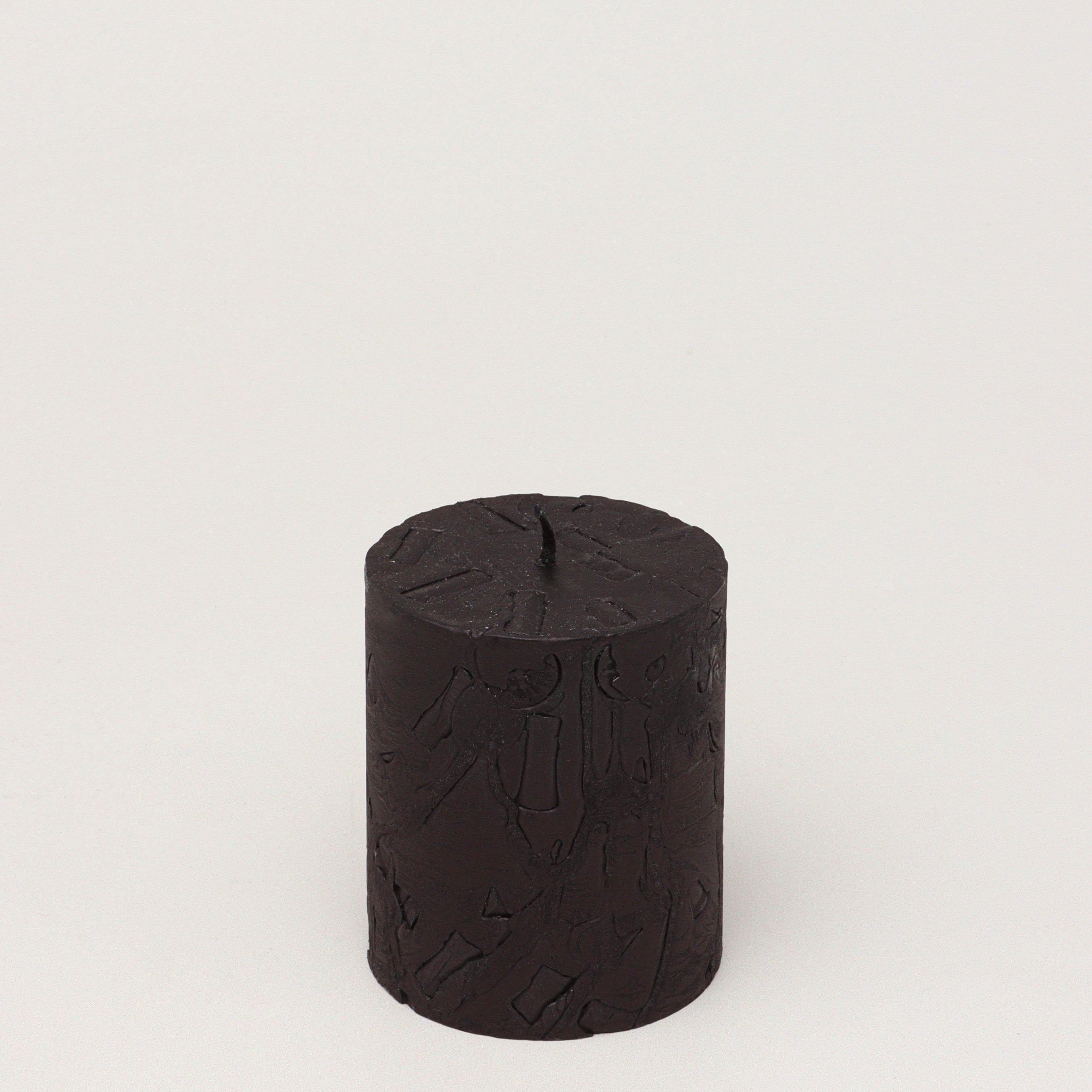 Adelle Obsidian Matte Signature Waxwork Pillar Candle in Deep Black - G Decor