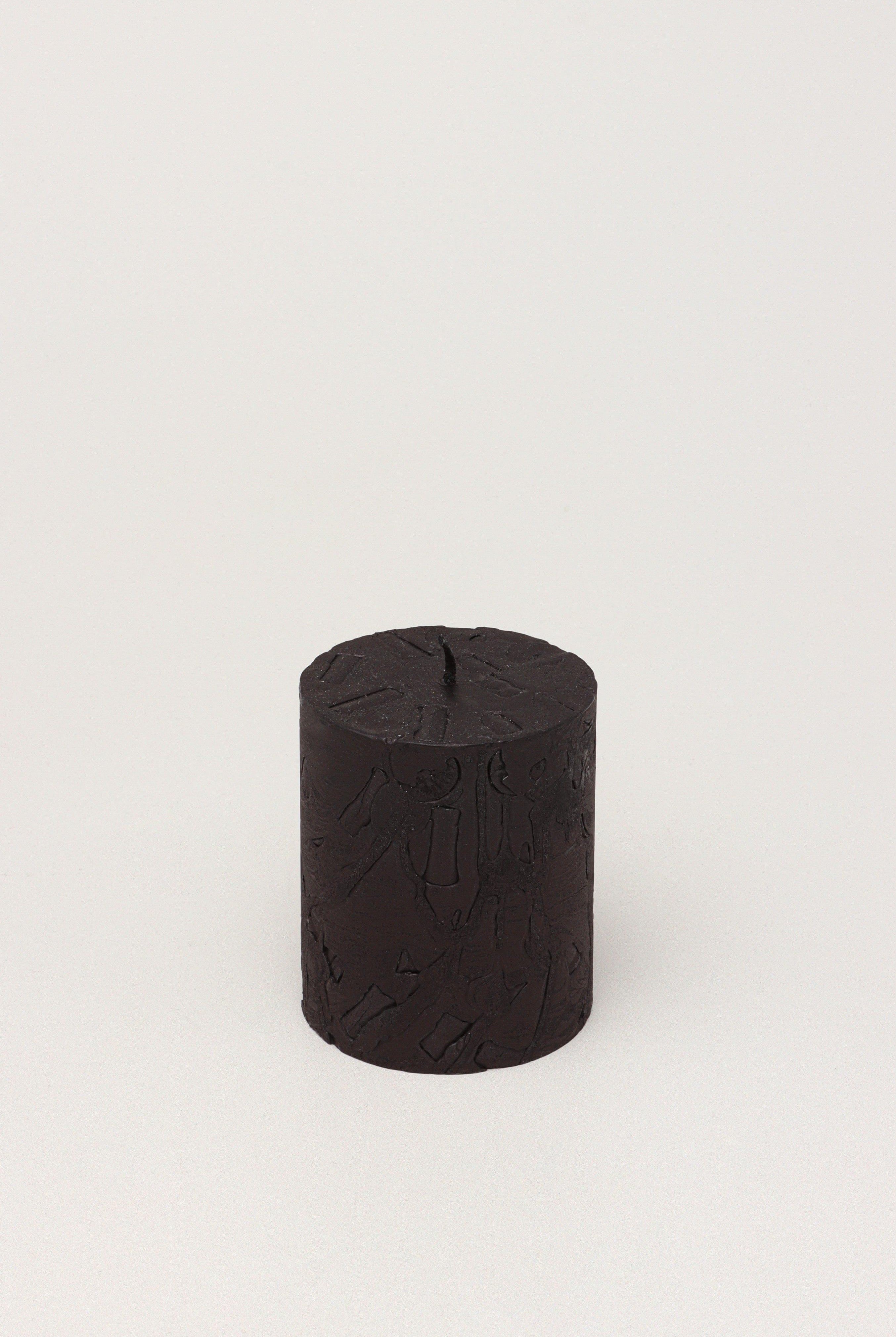 Adelle Obsidian Matte Signature Waxwork Pillar Candle in Deep Black - G Decor