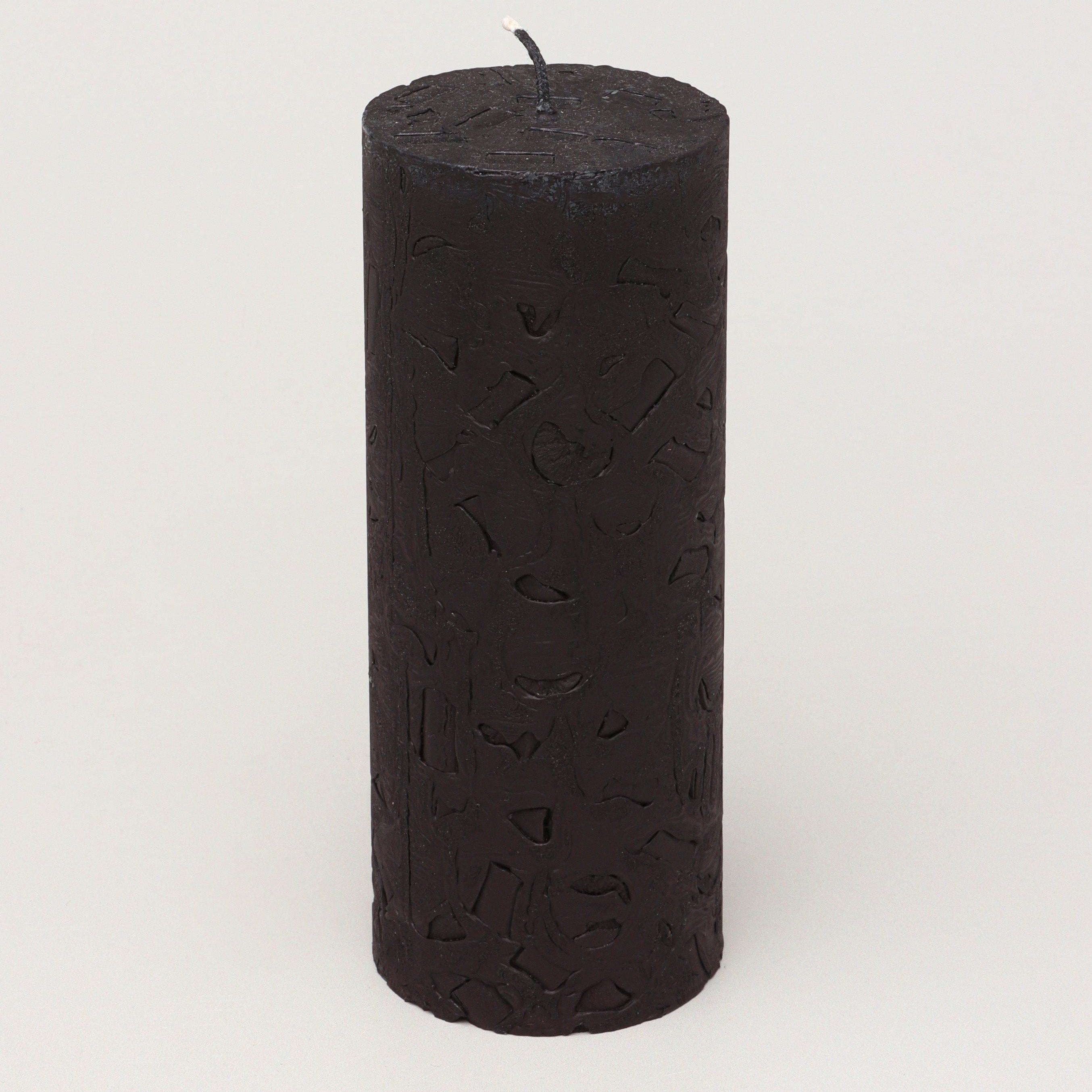 Adelle Obsidian Matte Signature Waxwork Pillar Candle in Deep Black - G Decor