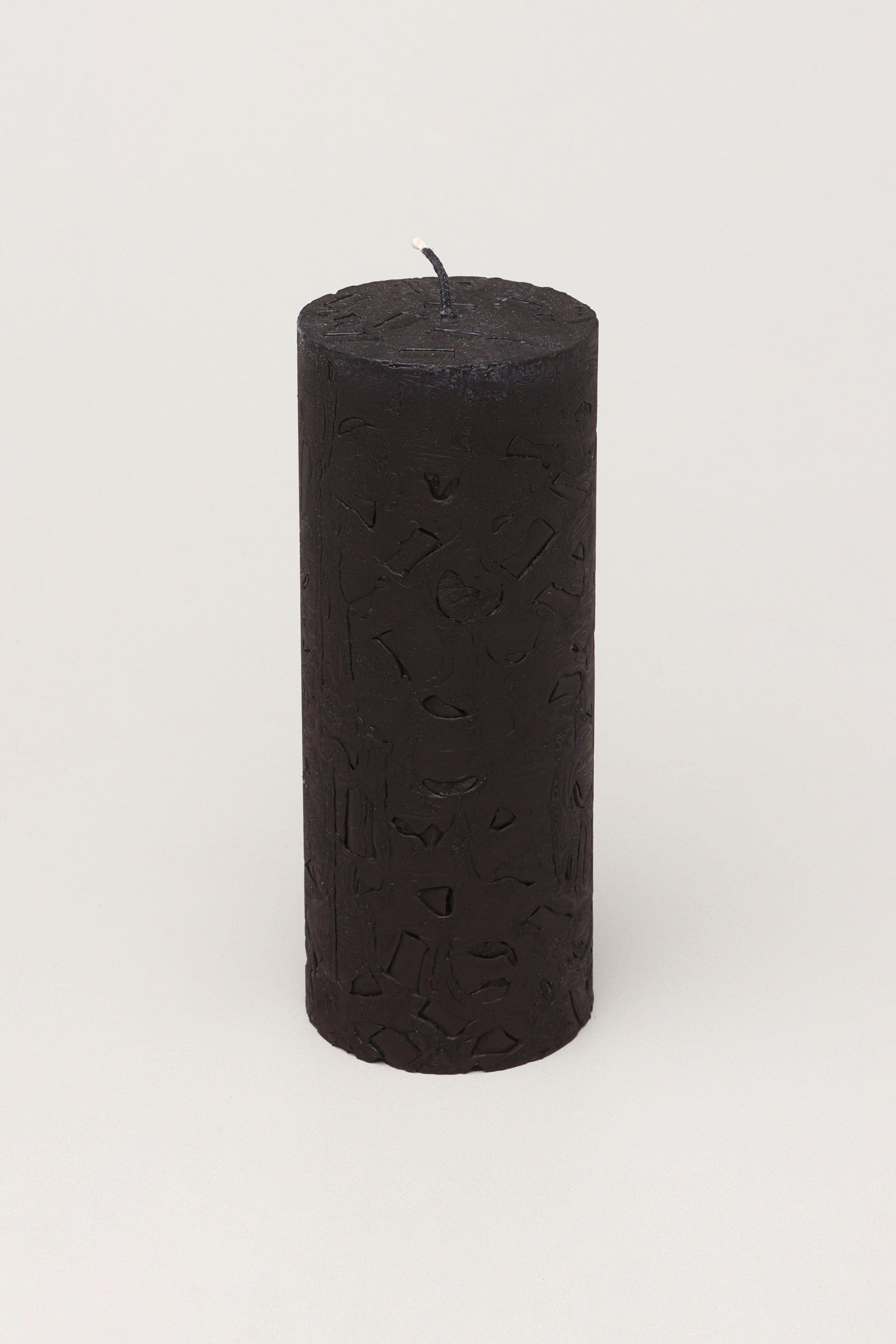 Adelle Obsidian Matte Signature Waxwork Pillar Candle in Deep Black - G Decor