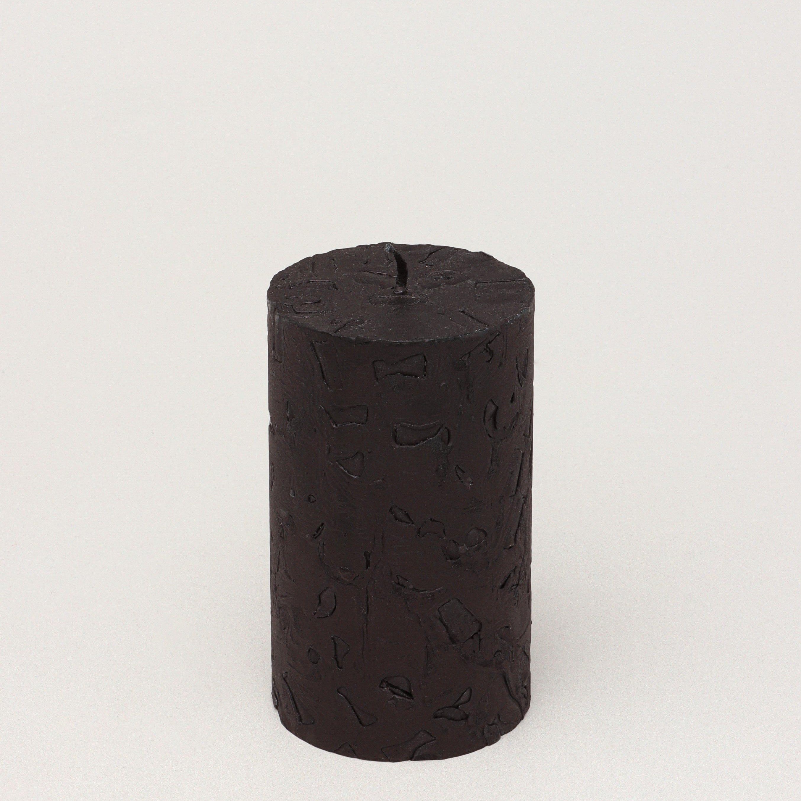 Adelle Obsidian Matte Signature Waxwork Pillar Candle in Deep Black - G Decor