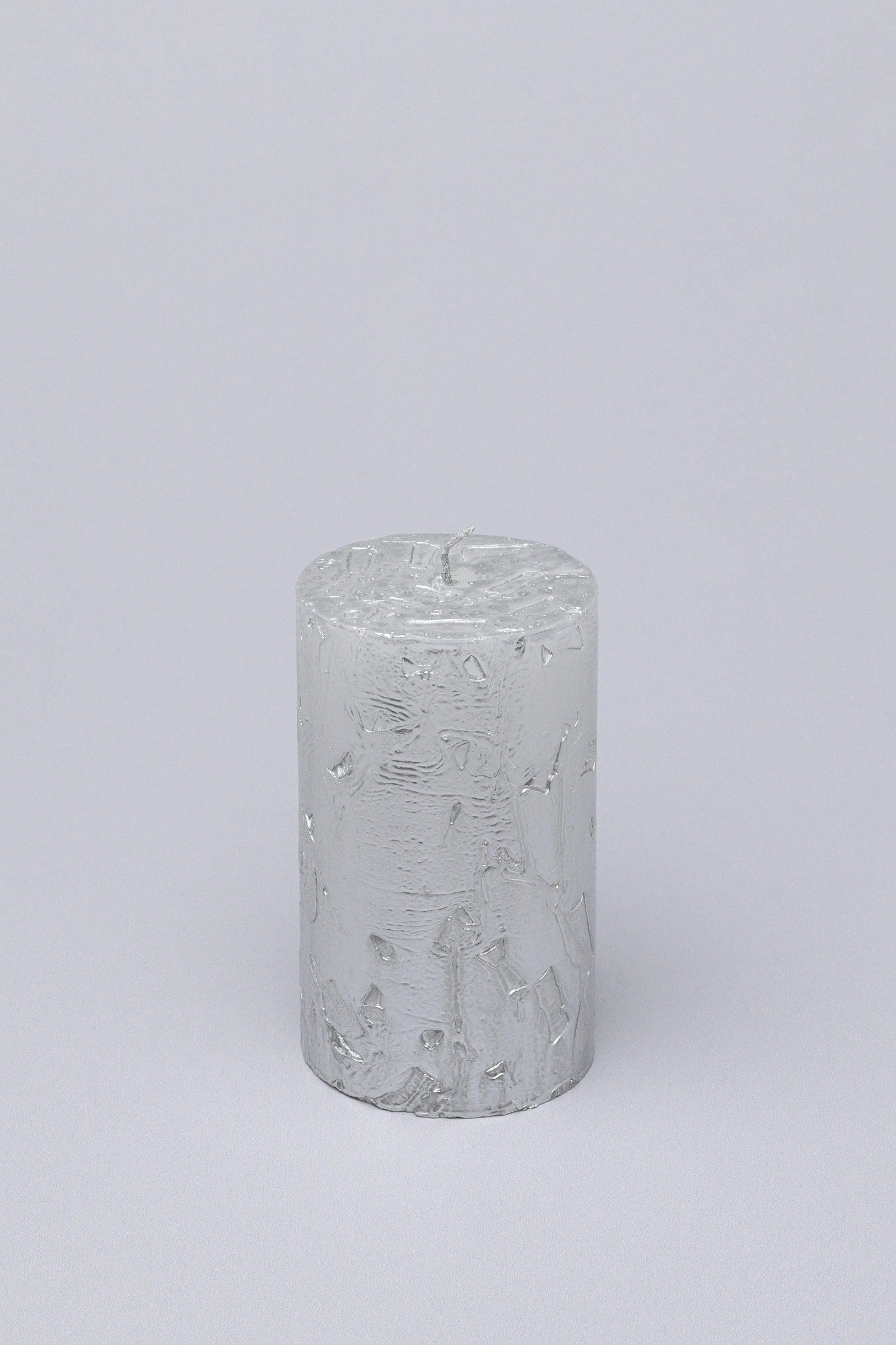 Adelle Silver Veil Signature Waxwork Pillar Candle in Frosted Grey — view 5, G Decor