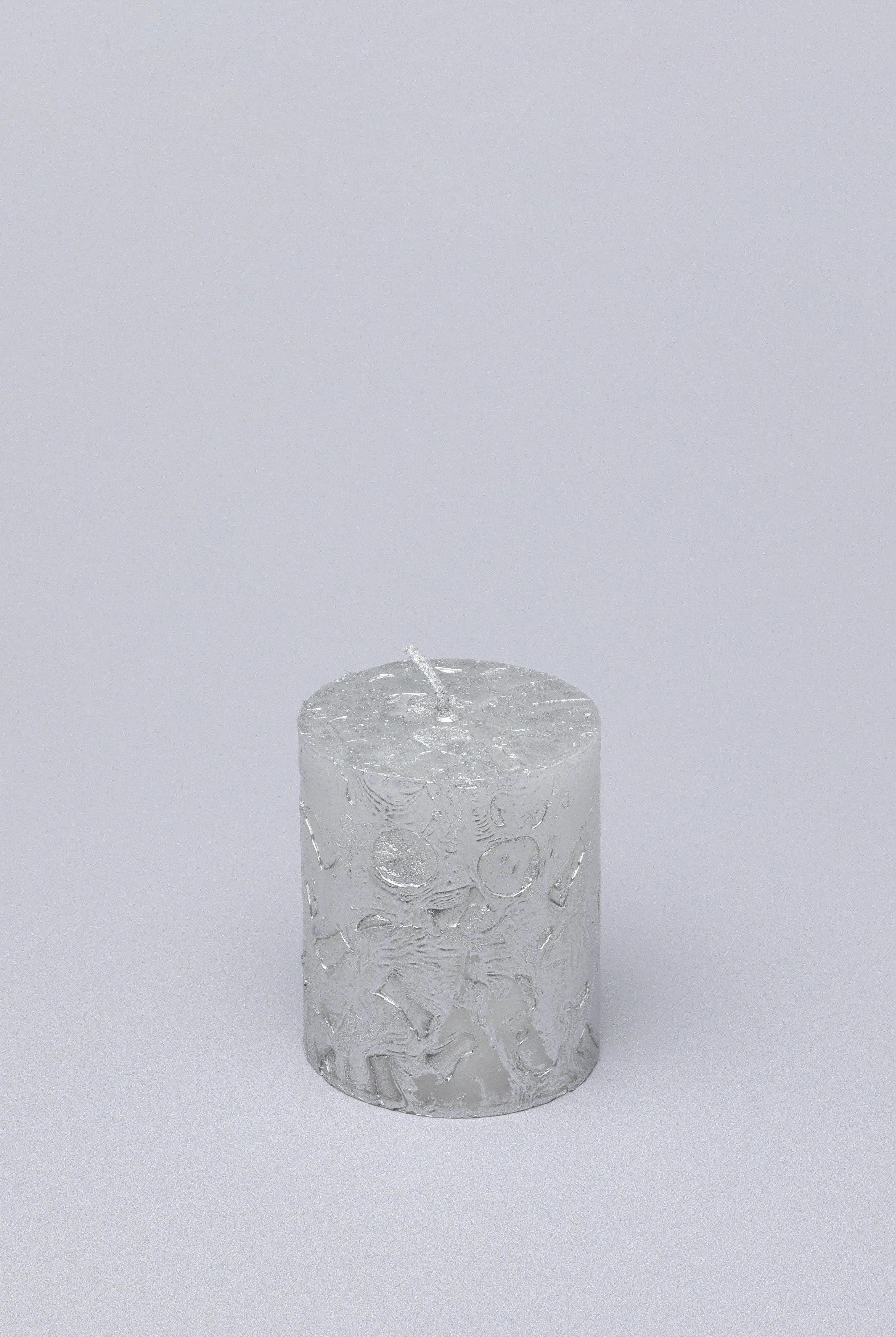 adelle-silver-veil-signature-waxwork-pillar-candle-in-frosted-metallic-grey-g-decor-41175 - G Decor