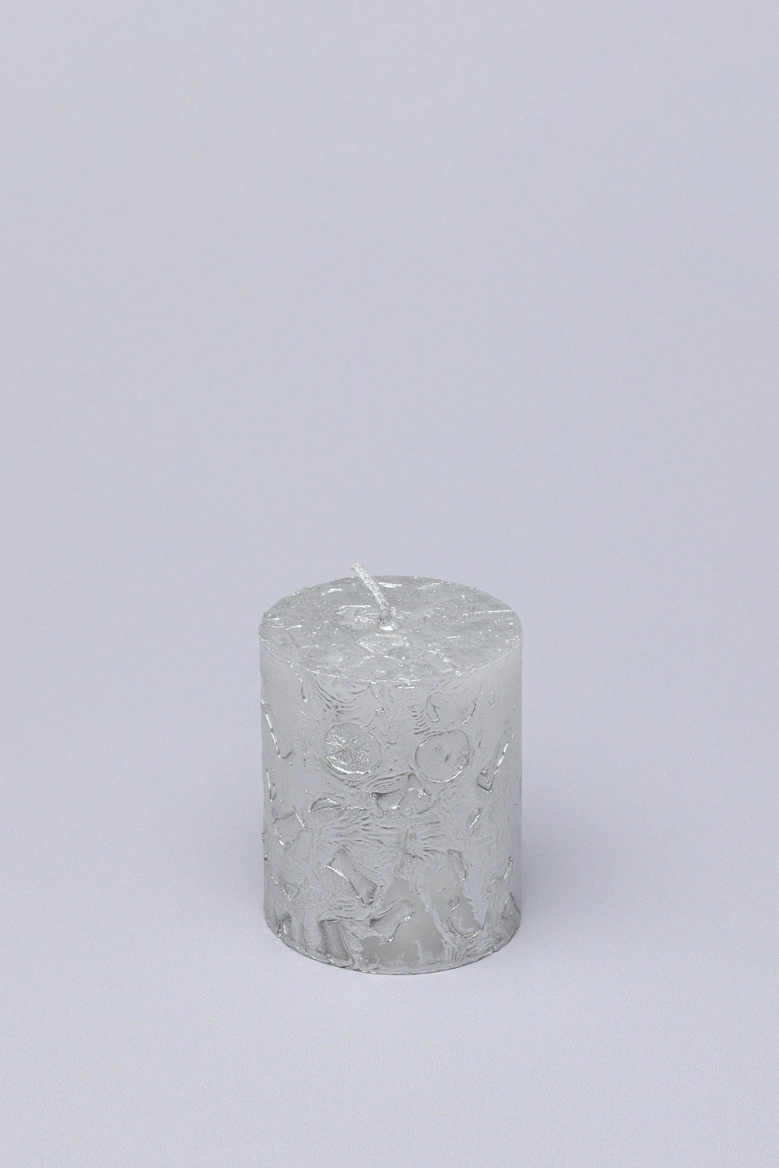 Adelle Silver Veil Signature Waxwork Pillar Candle in Frosted Grey — view 6, G Decor
