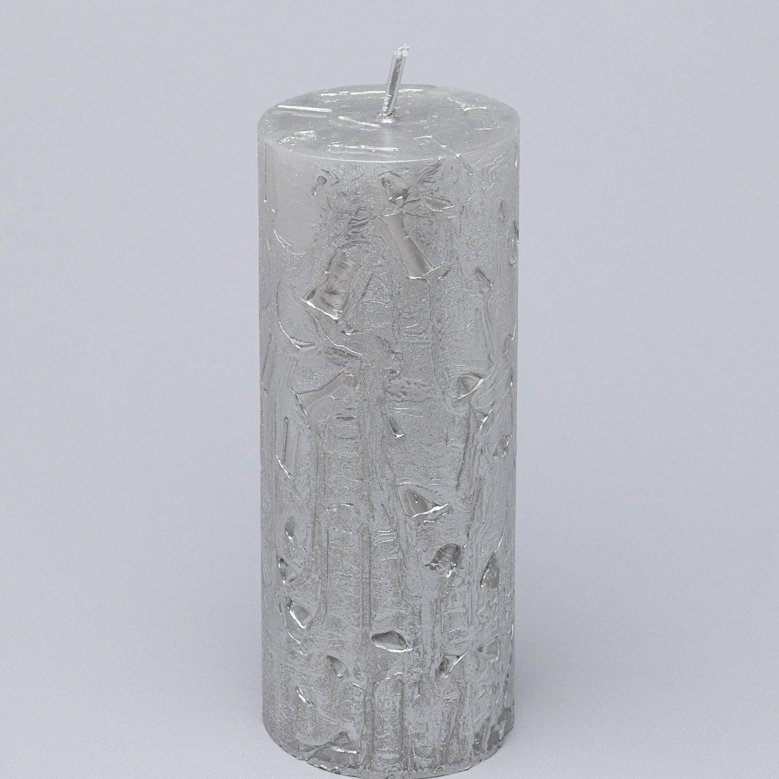 adelle-silver-veil-signature-waxwork-pillar-candle-in-frosted-metallic-grey-g-decor-74768 - G Decor