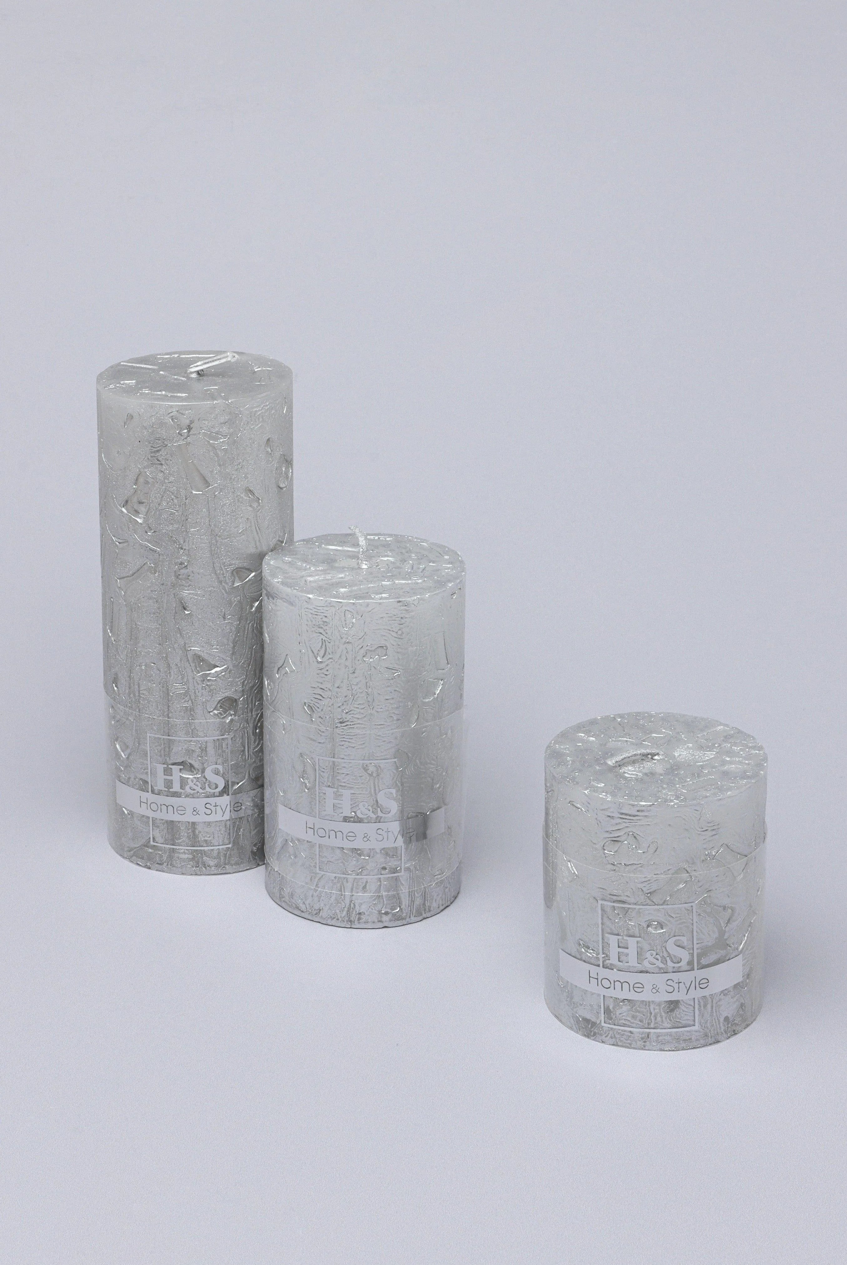 adelle-silver-veil-signature-waxwork-pillar-candle-in-frosted-metallic-grey-g-decor-92675 - G Decor