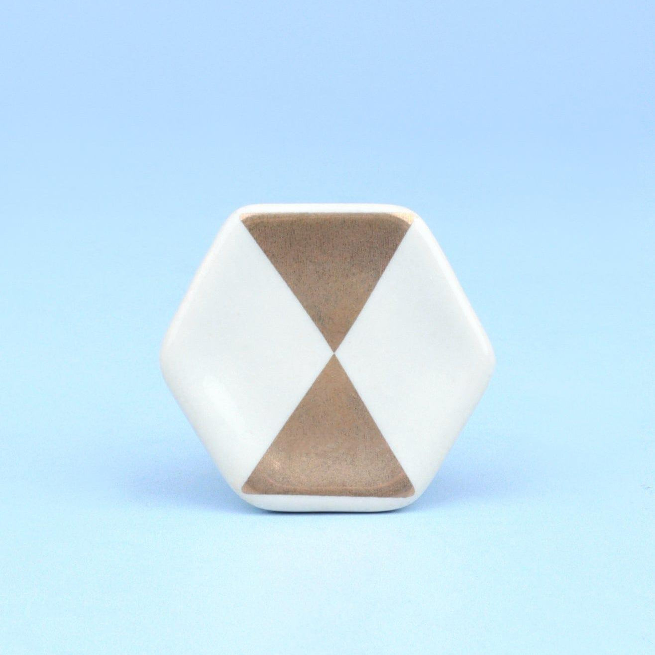 Alma Hive Golden Glow Ceramic Knob Hexagon & Striped Elegance - G Decor