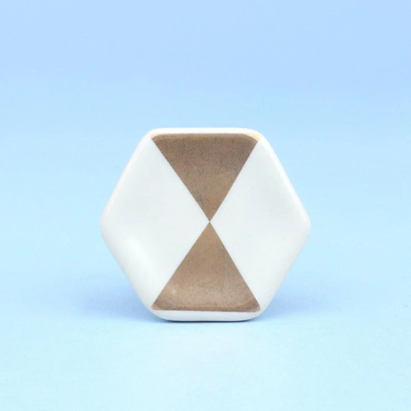 Alma Hive Golden Glow Ceramic Knob Hexagon & Striped Elegance - G Decor