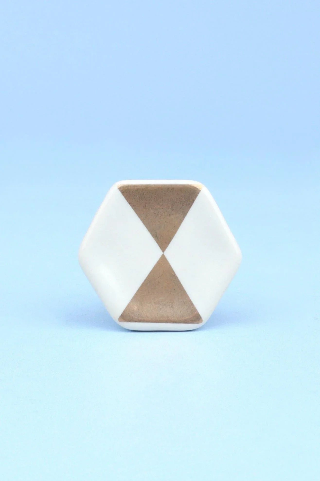 Alma Hive Golden Glow Hexagon Ceramic Cabinet Knob — close-up view, G Decor