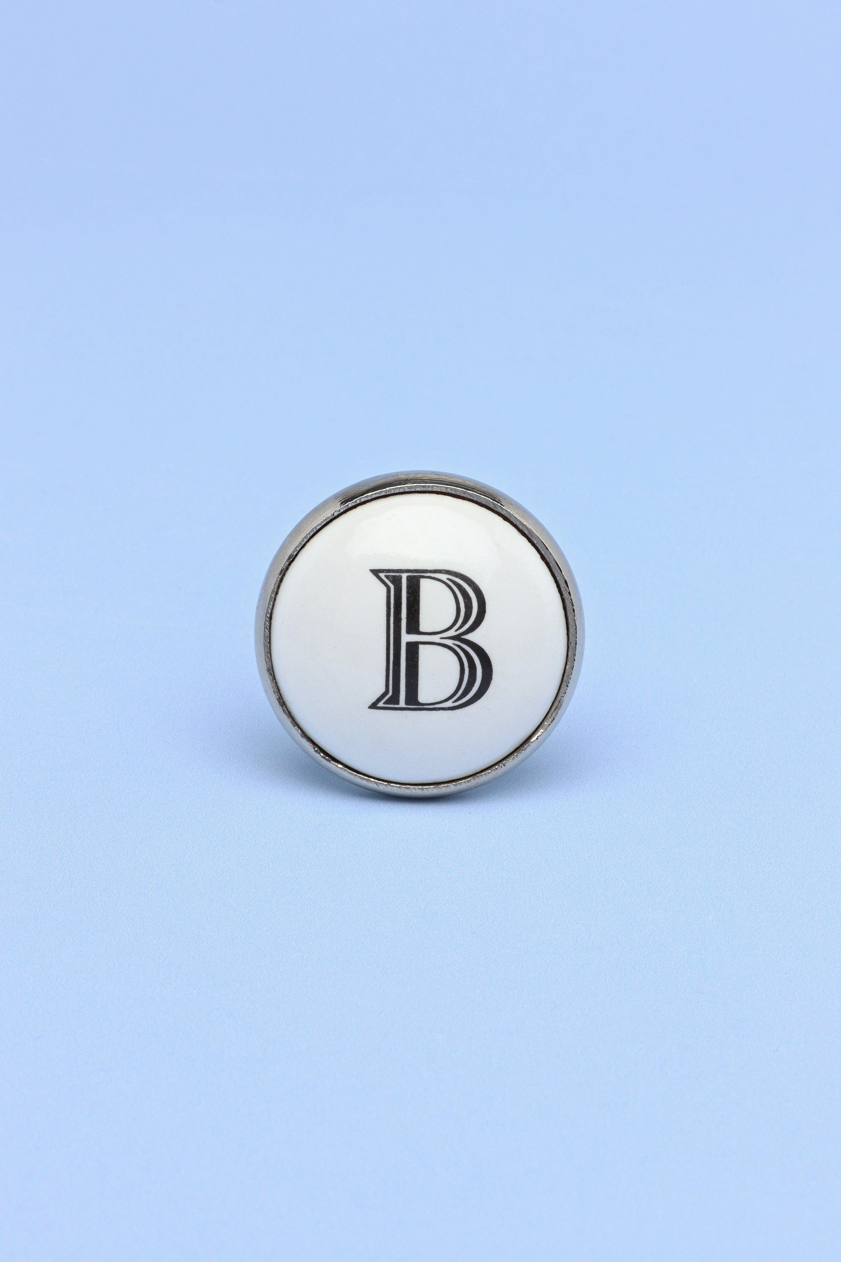 Alphabet Monogram White Ceramic Door Knob, Handle - G Decor