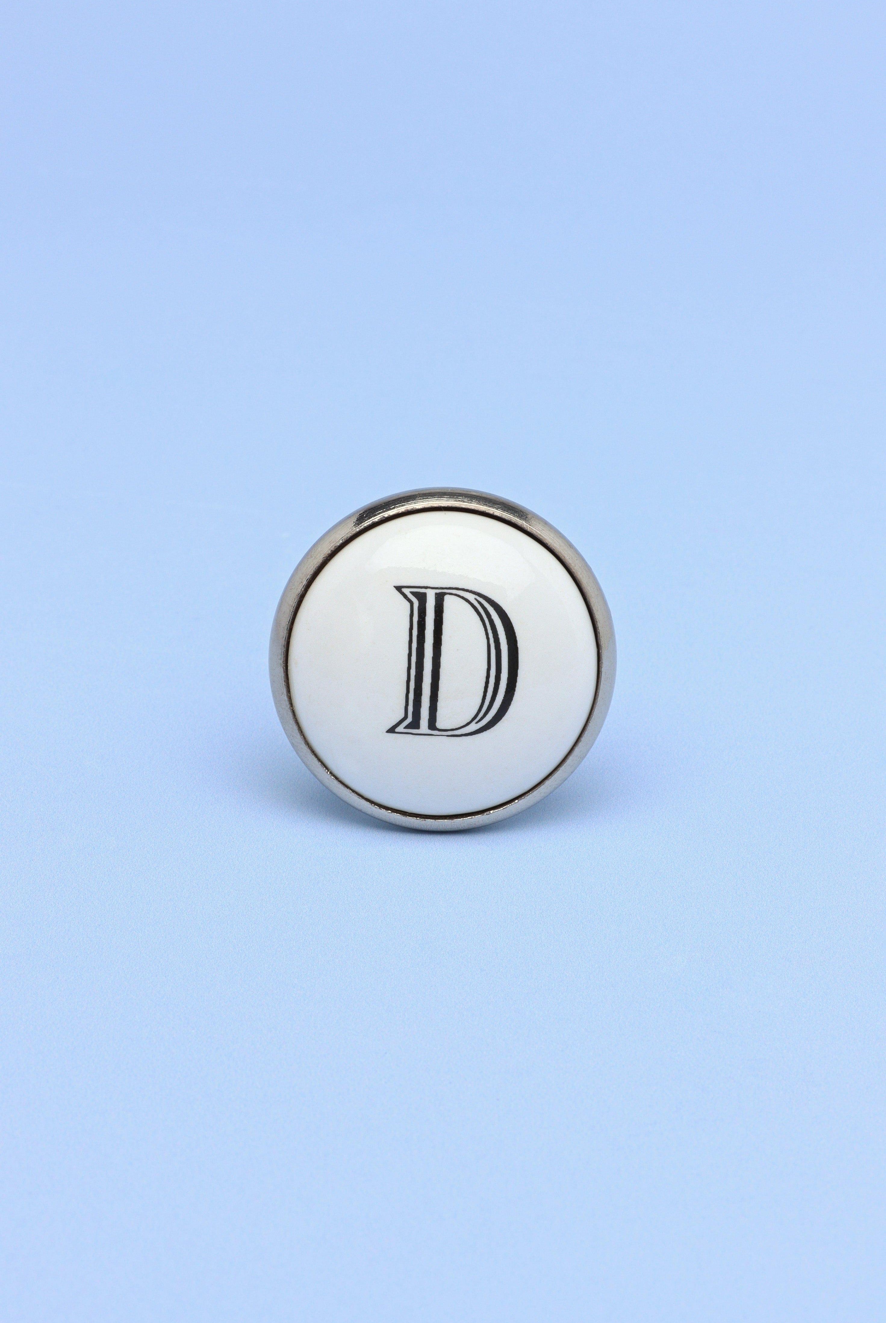 Alphabet Monogram White Ceramic Door Knob, Handle - G Decor