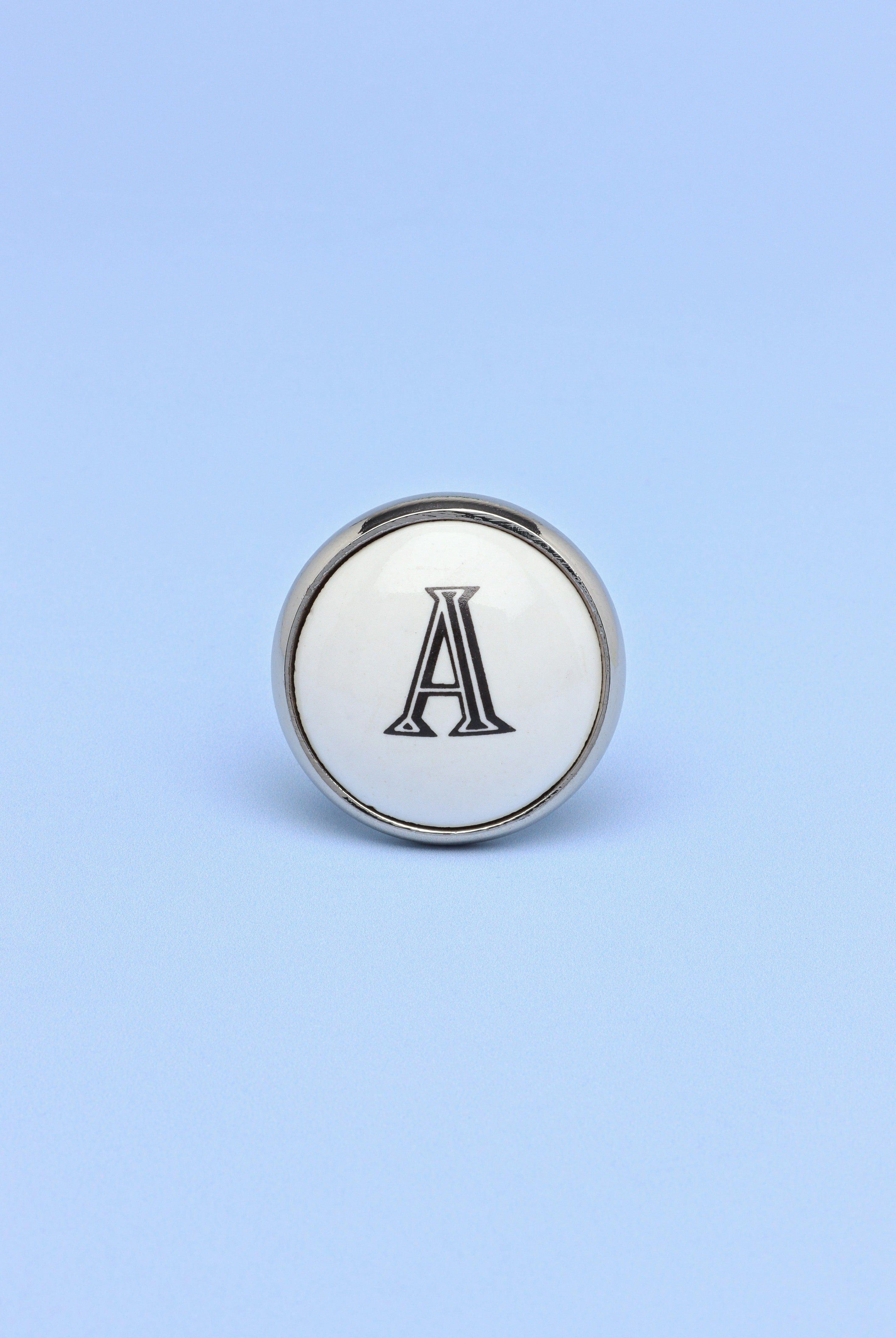 Alphabet Monogram White Ceramic Door Knob, Handle - G Decor