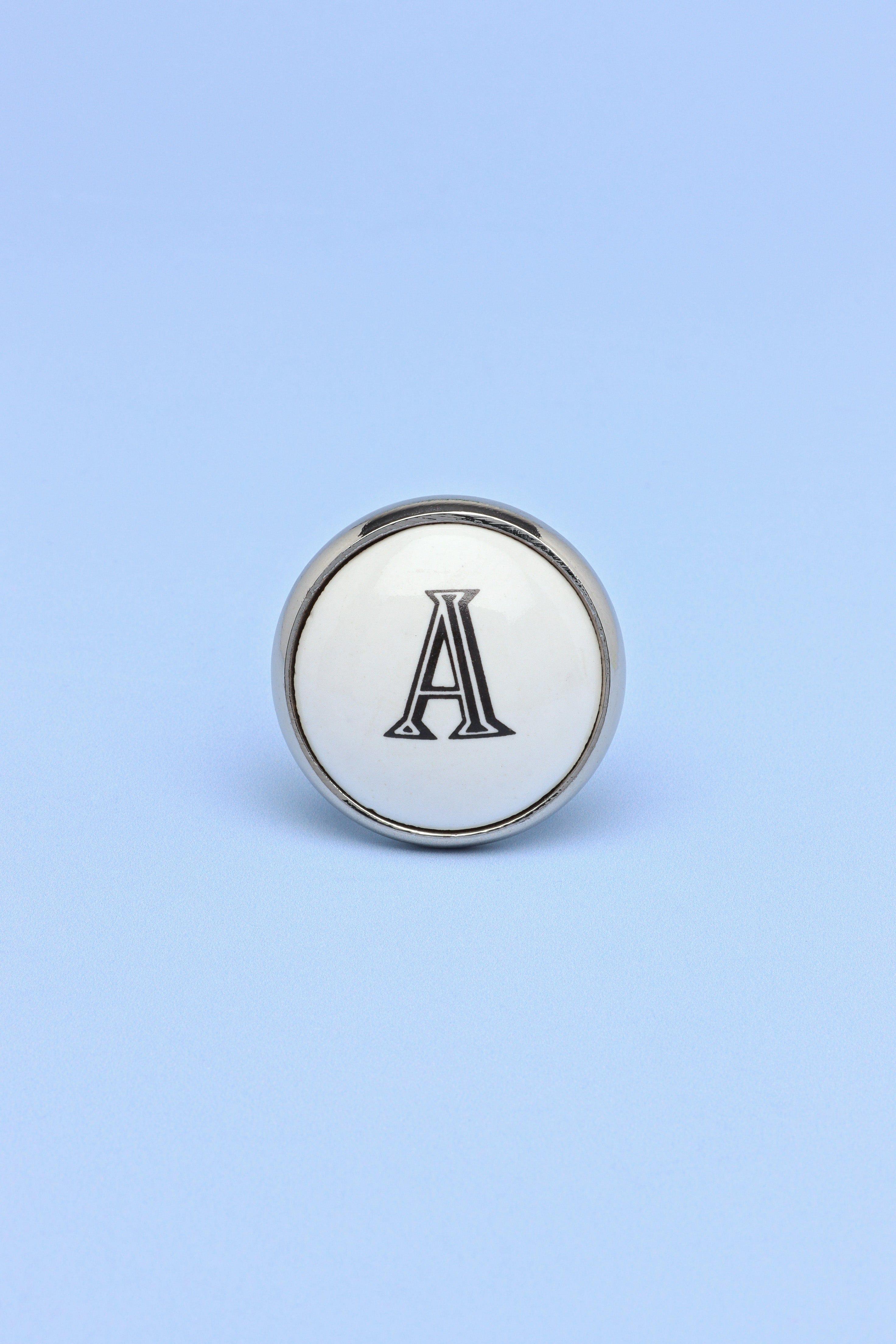 Alphabet Monogram White Ceramic Door Knob, Handle - G Decor