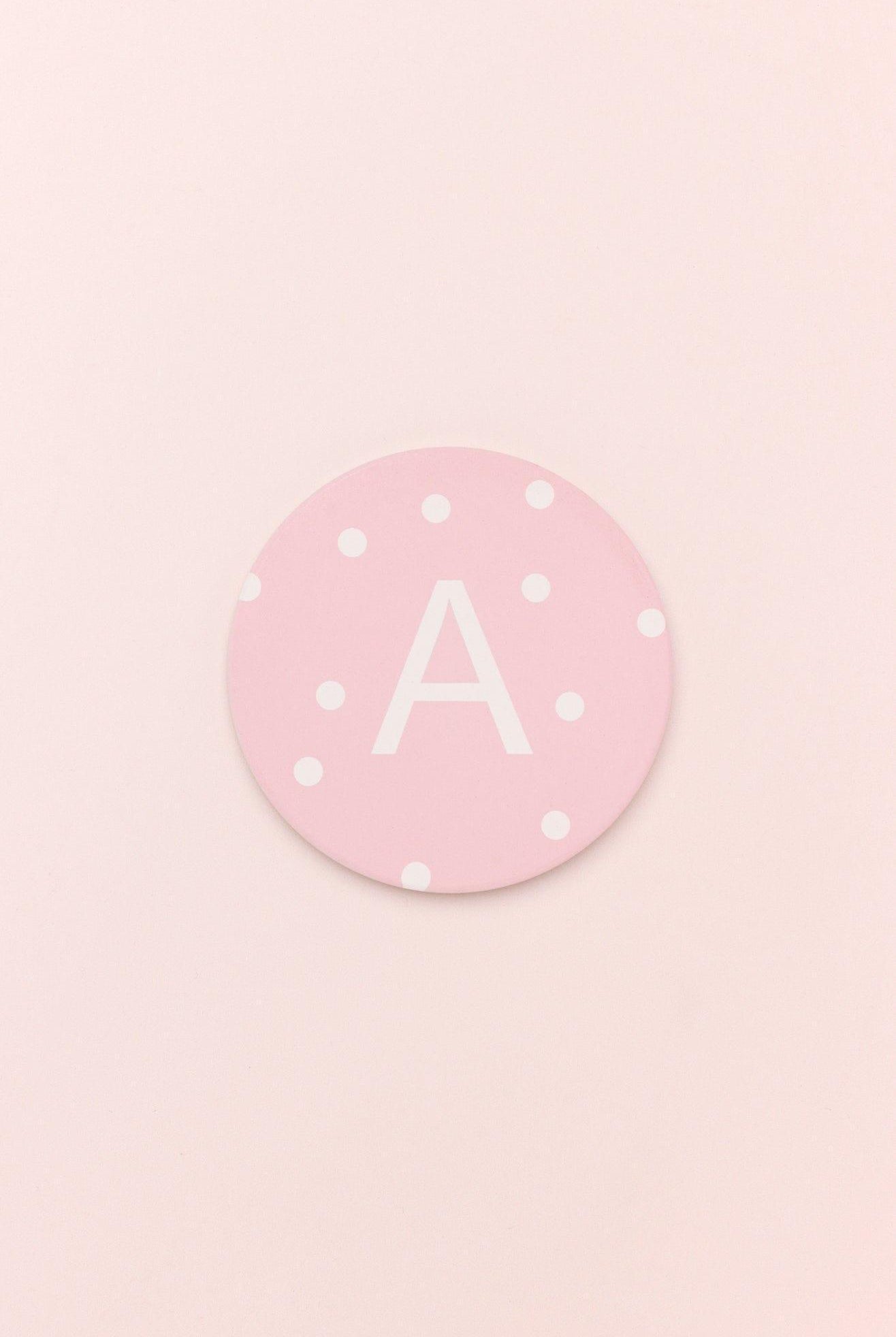 Alphabet Personalized Initials Ceramic White Polka Dot Anti Slip Cork Base Mug Cup Coaster - G Decor