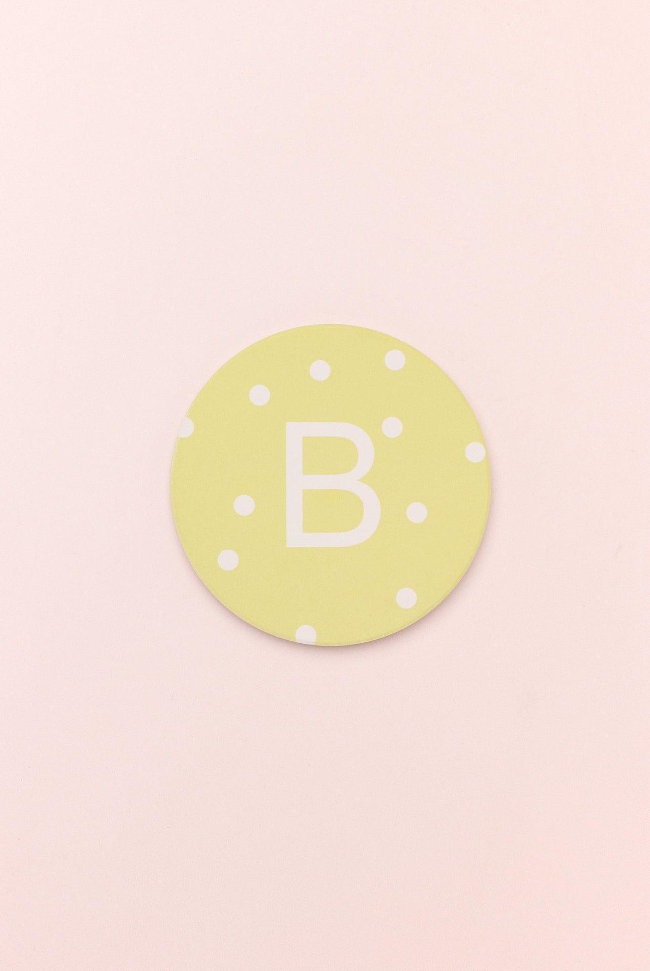 Alphabet Personalized Initials Ceramic White Polka Dot Anti Slip Cork Base Mug Cup Coaster - G Decor