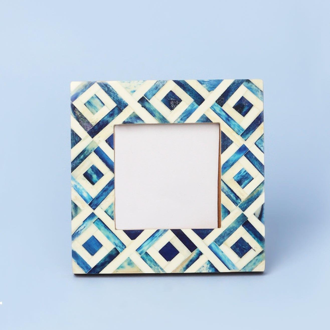 Azura Handmade Blue Argyle Photo Frame Artistic Picture Display - G Decor
