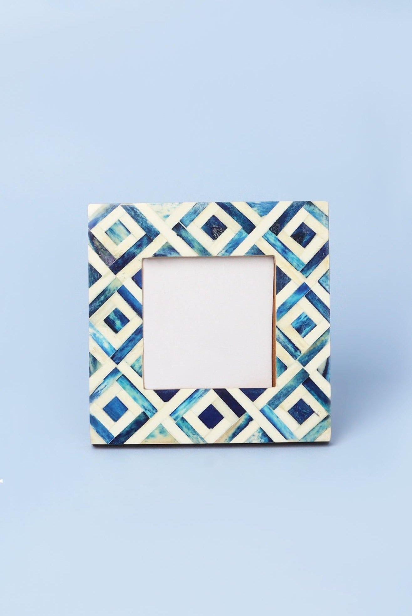 Azura Handmade Blue Argyle Photo Frame Artistic Picture Display - G Decor