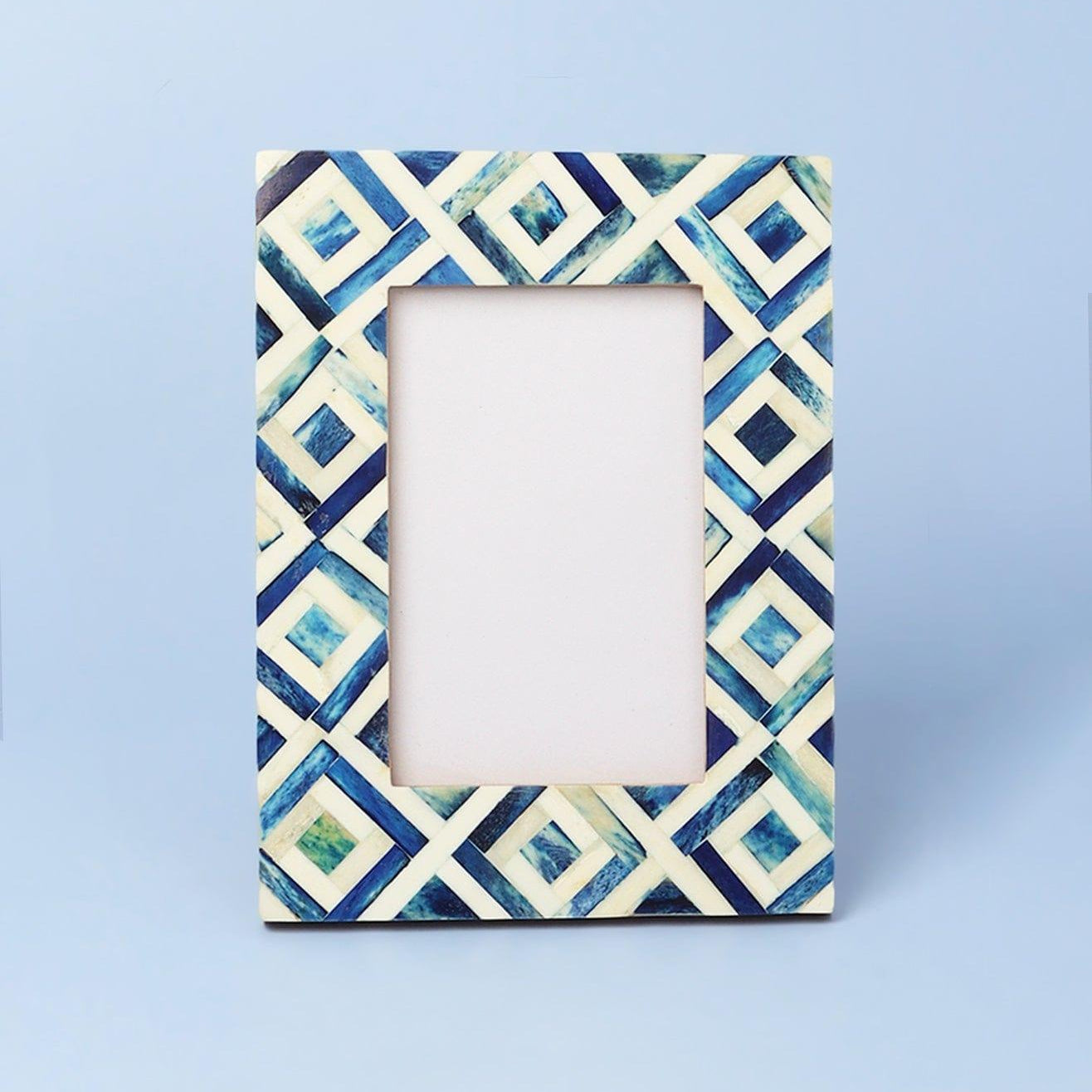 Azura Handmade Blue Argyle Photo Frame Artistic Picture Display - G Decor