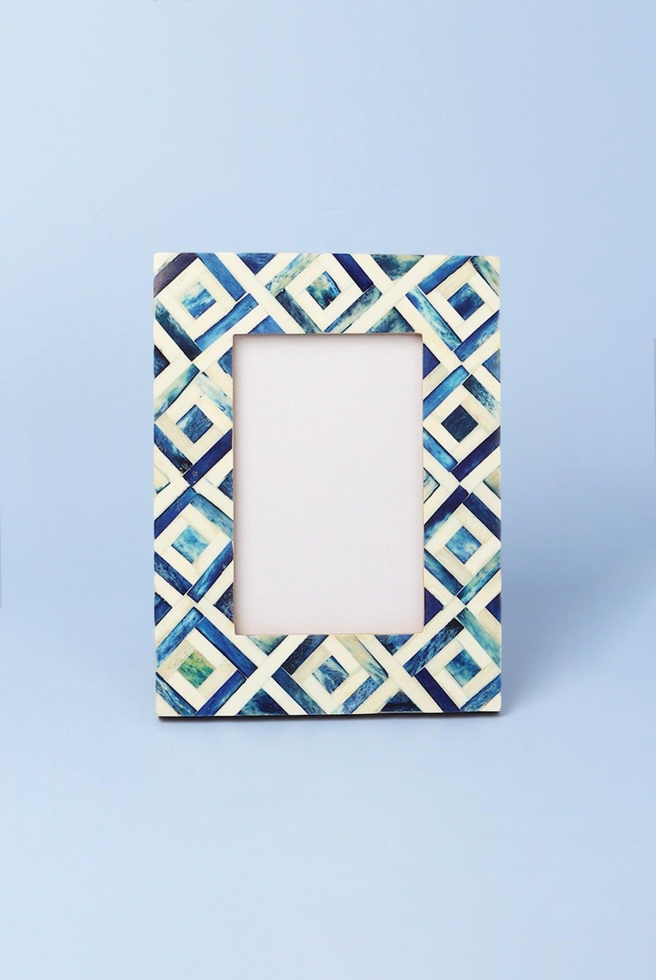 Azura Handmade Blue Argyle Photo Frame Artistic Picture Display - G Decor