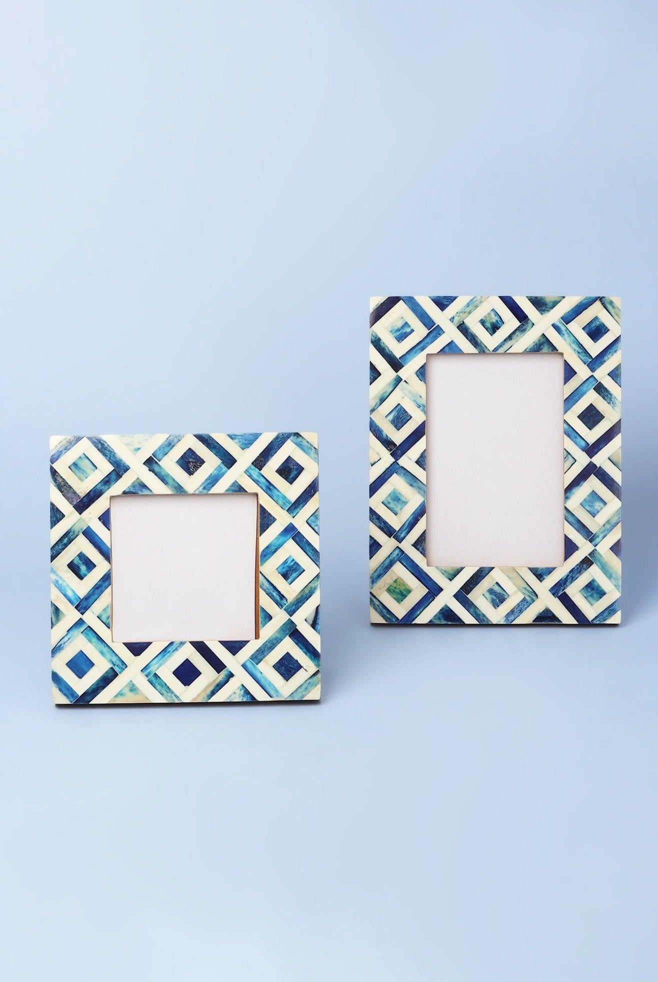 Azura Handmade Blue Argyle Photo Frame Artistic Picture Display - G Decor