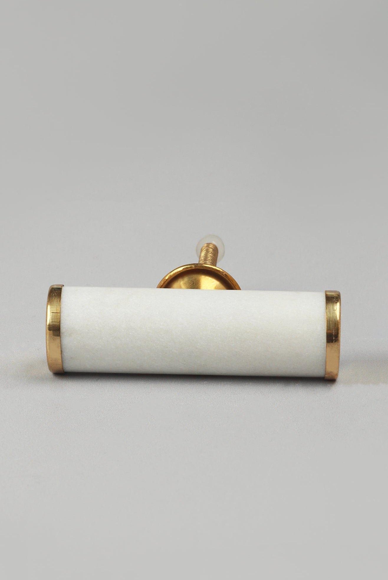 Bianca Estella Handcrafted Marble Hammered with Brass Pull Knob - G Decor