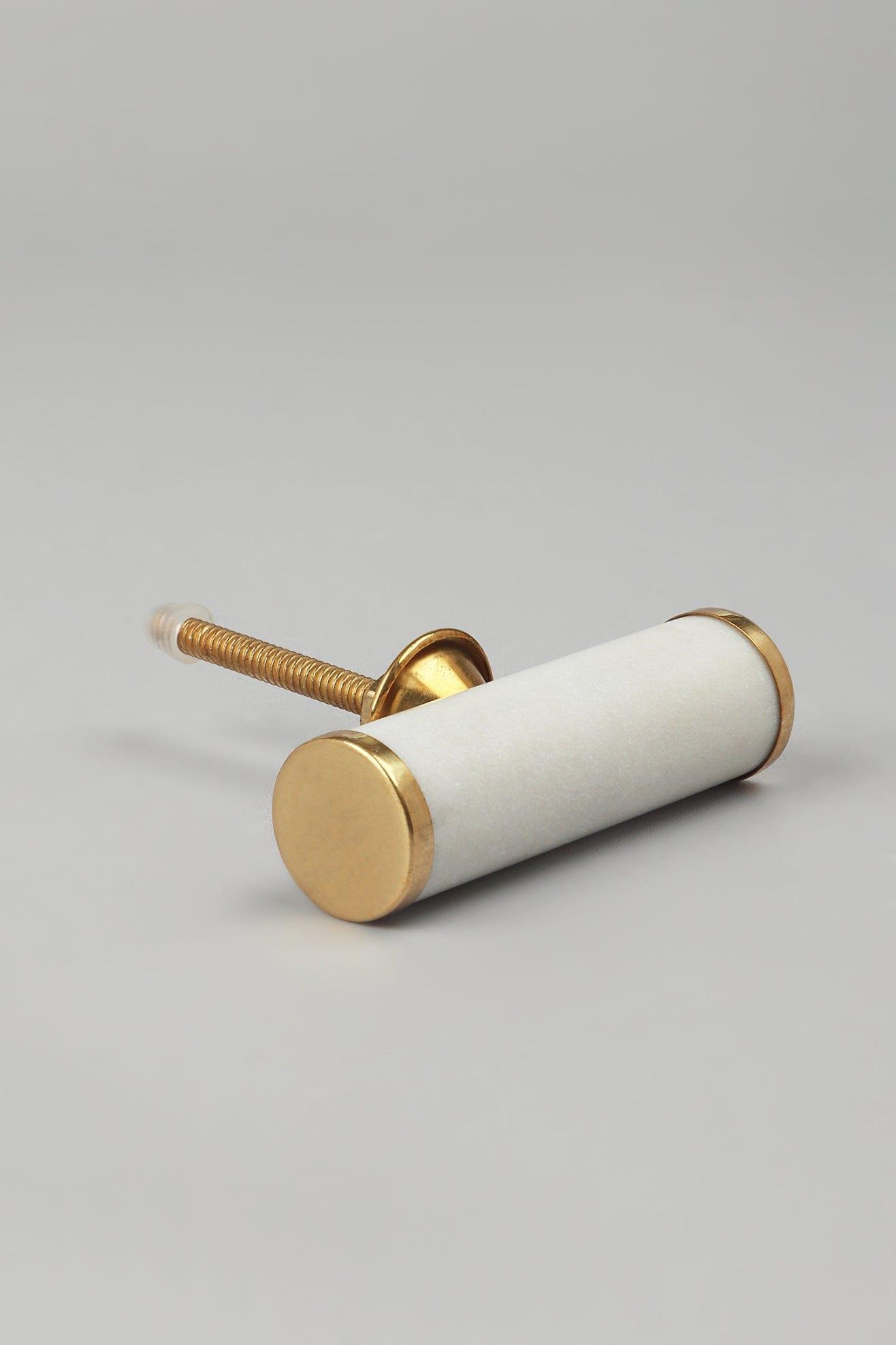 Bianca Estella Handcrafted Marble Hammered with Brass Pull Knob - G Decor