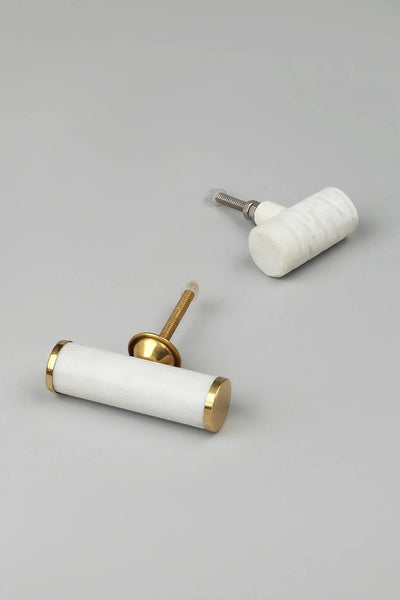 Bianca Estella Hammered Marble and Brass Cabinet Pull Knob