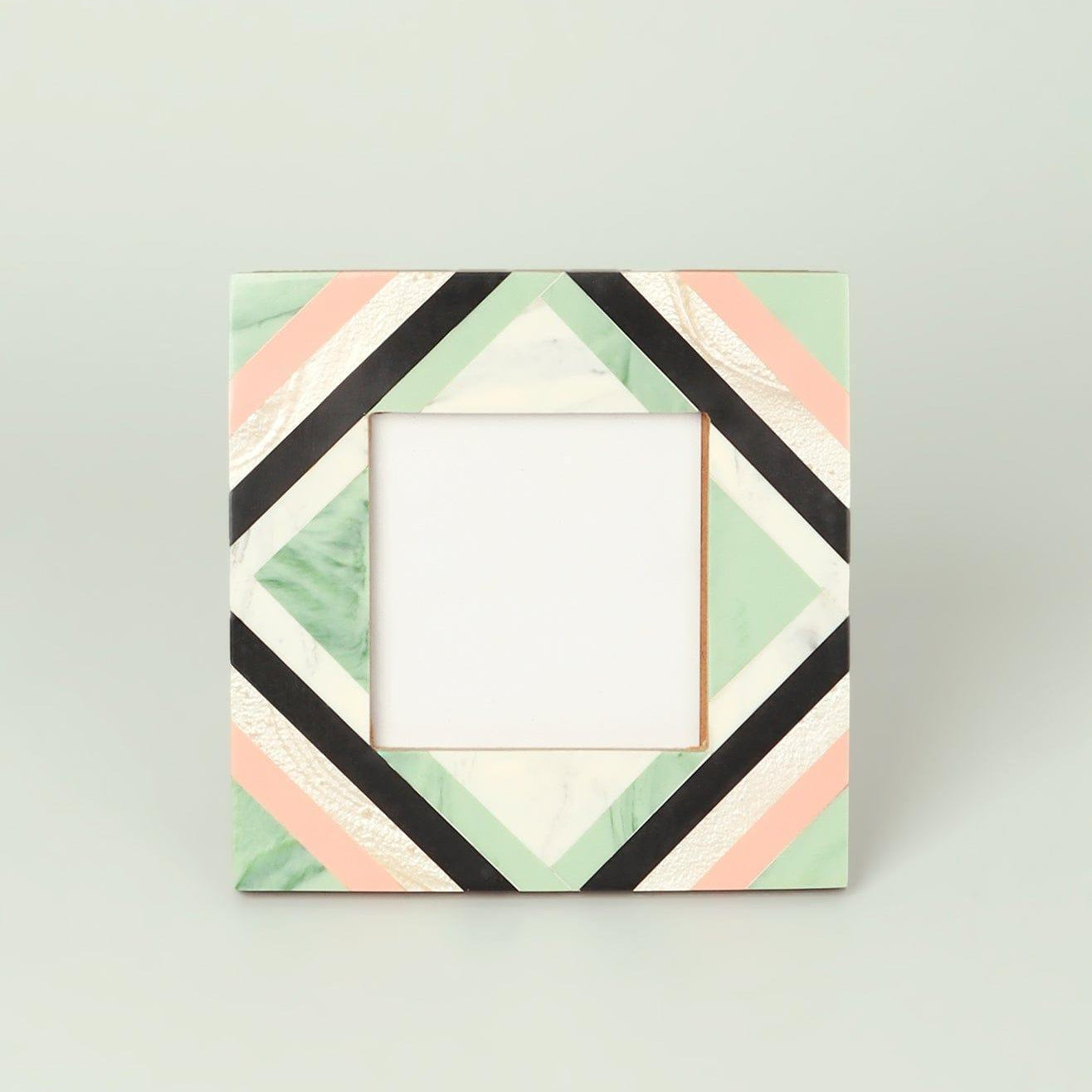 Blush Handmade Pastel Mosaic Mother-of-Pearl & Marble Photo Frame Natural Wood Finish - G Decor