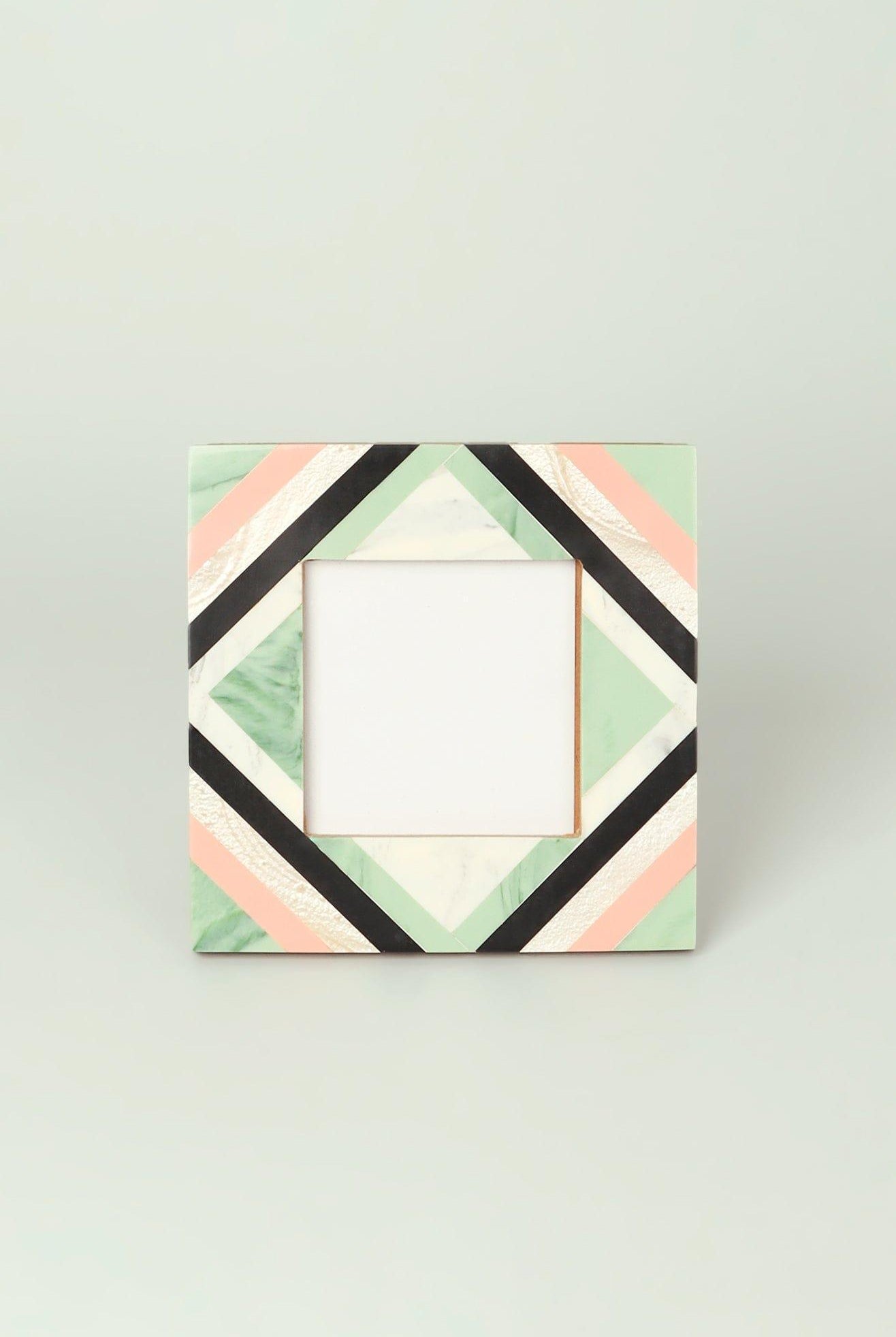 Blush Handmade Pastel Mosaic Mother-of-Pearl & Marble Photo Frame Natural Wood Finish - G Decor