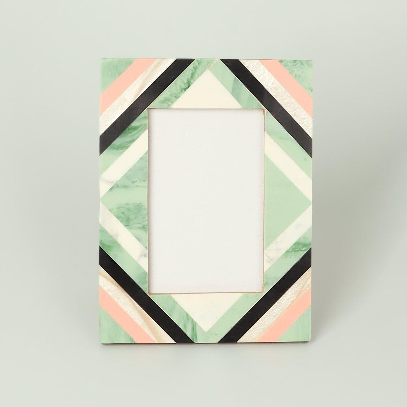 Blush Handmade Pastel Mosaic Mother-of-Pearl & Marble Photo Frame Natural Wood Finish - G Decor