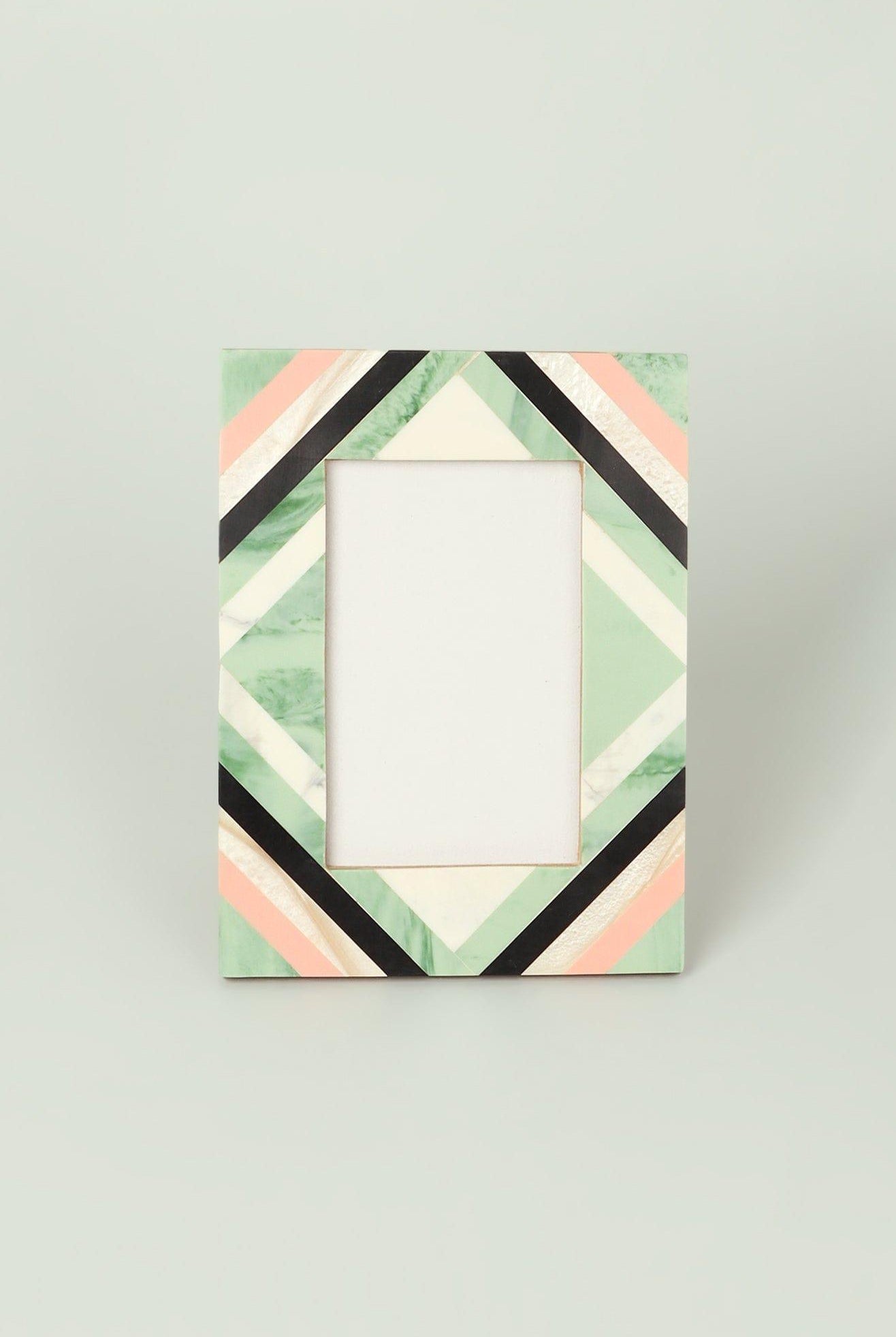 Blush Handmade Pastel Mosaic Mother-of-Pearl & Marble Photo Frame Natural Wood Finish - G Decor