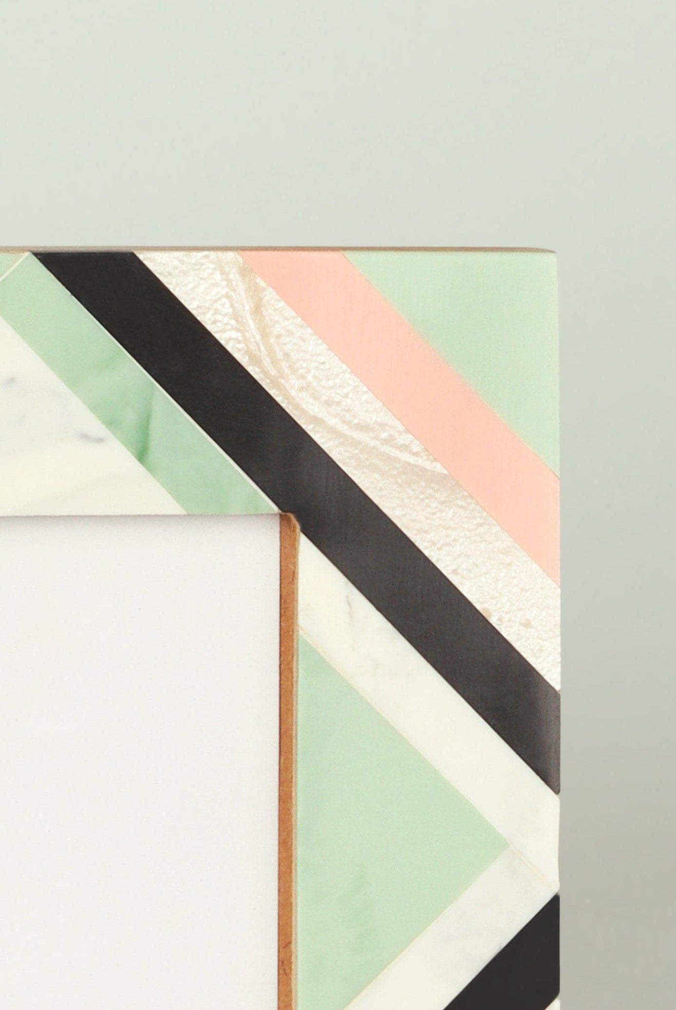 Blush Handmade Pastel Mosaic Mother-of-Pearl & Marble Photo Frame Natural Wood Finish - G Decor