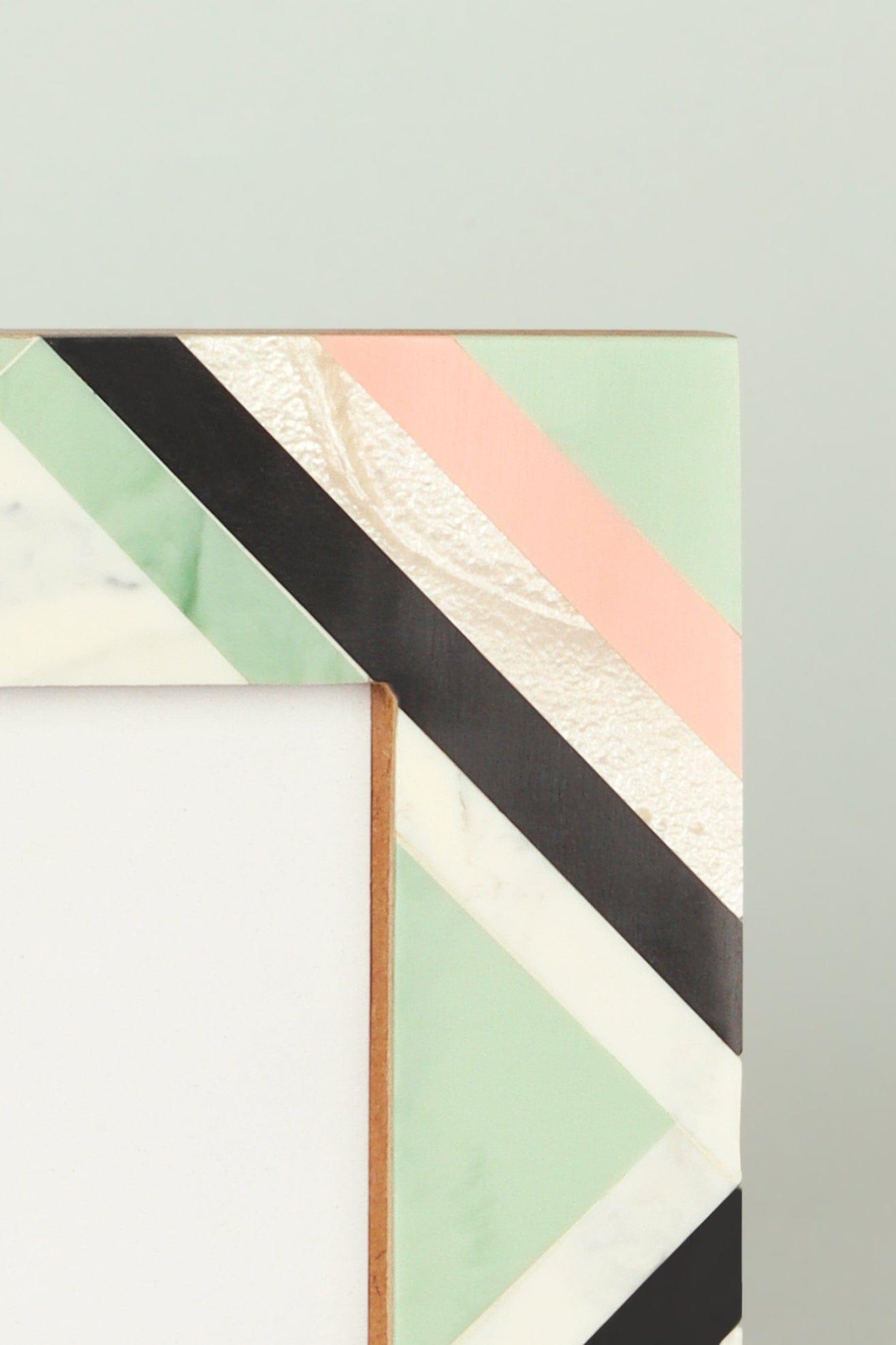 Blush Handmade Pastel Mosaic Mother-of-Pearl & Marble Photo Frame Natural Wood Finish - G Decor