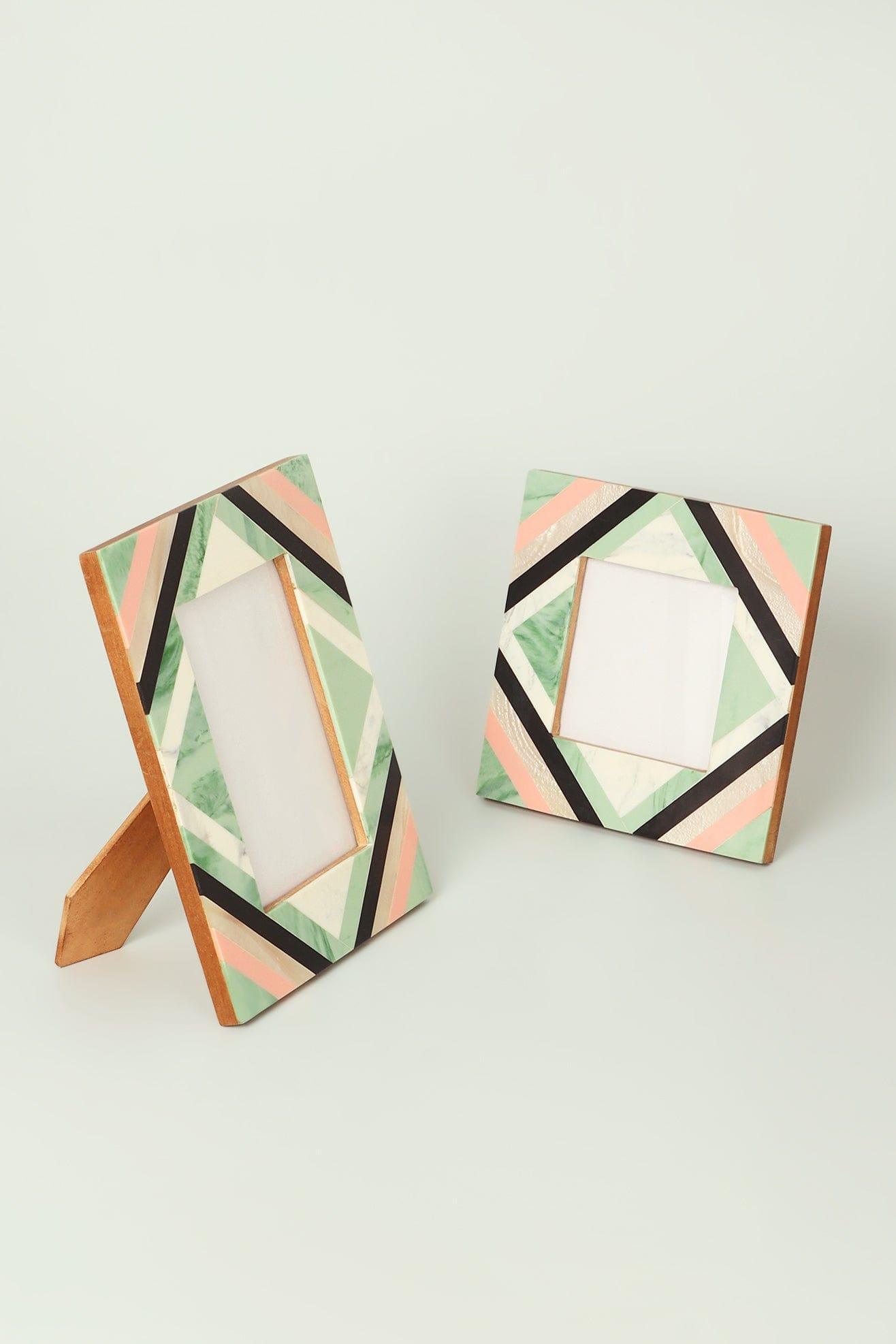 Blush Handmade Pastel Mosaic Mother-of-Pearl & Marble Photo Frame Natural Wood Finish - G Decor