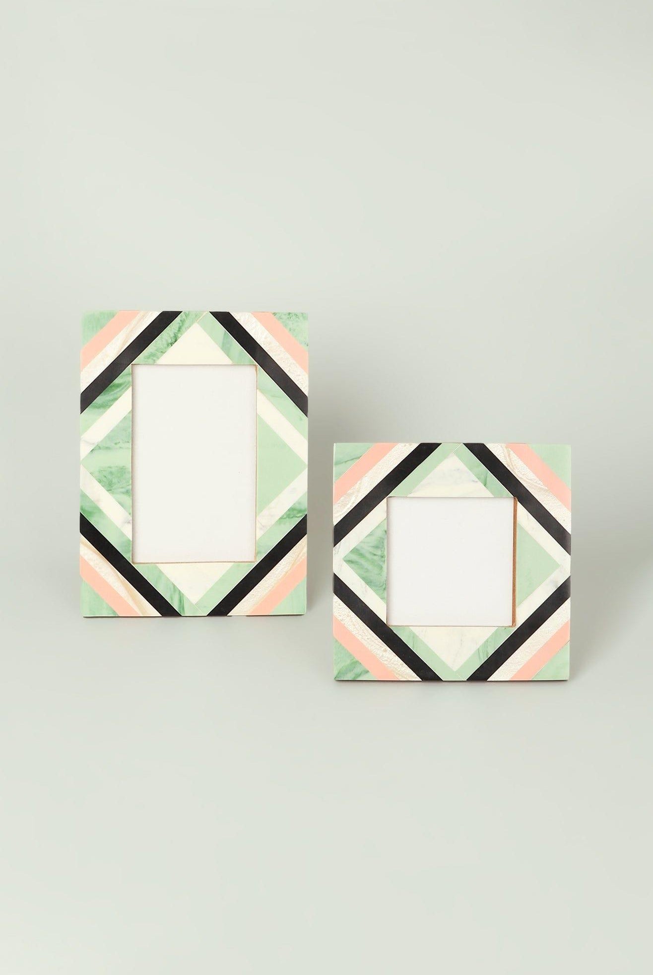 Blush Handmade Pastel Mosaic Mother-of-Pearl & Marble Photo Frame Natural Wood Finish - G Decor