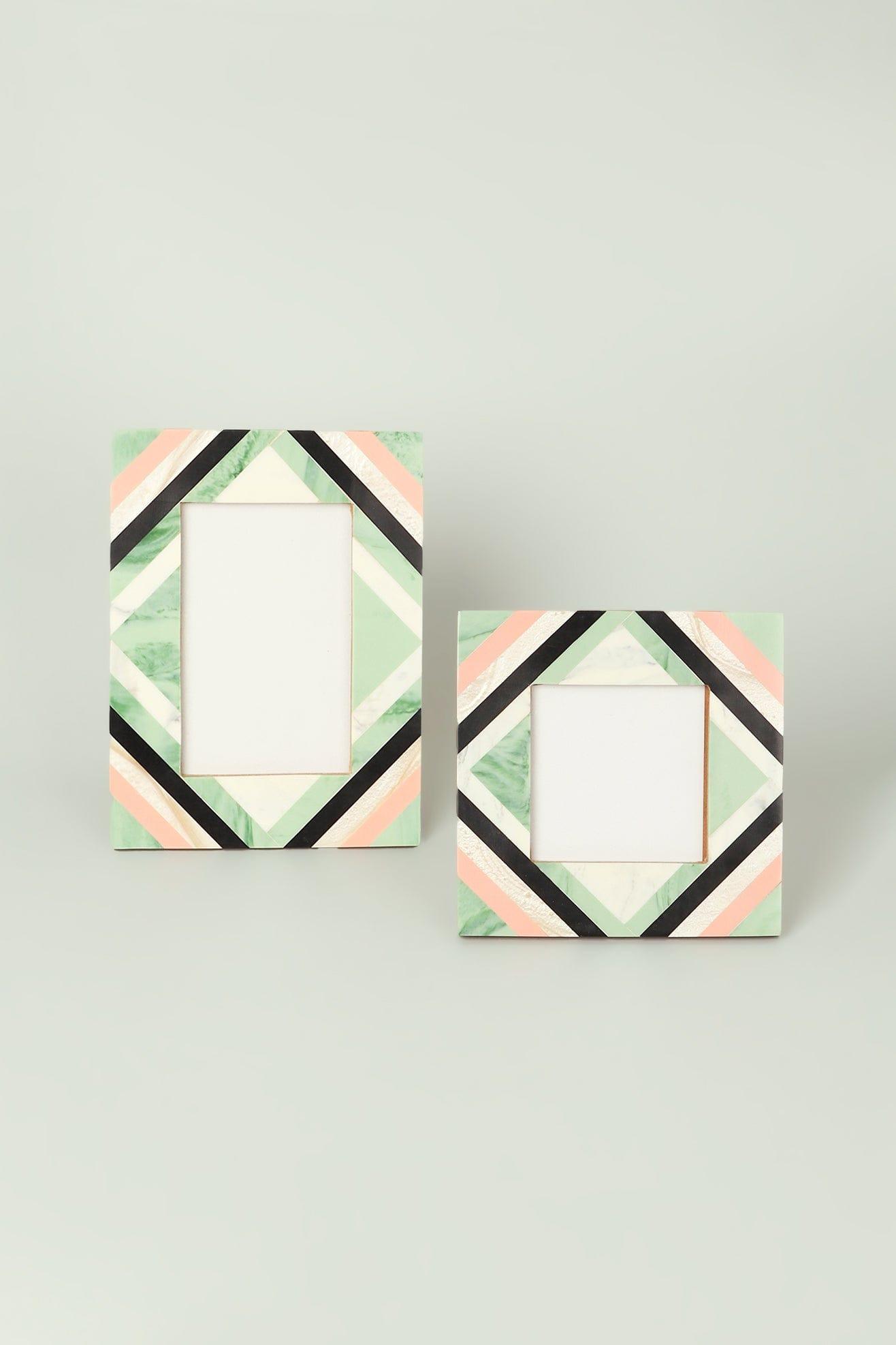 Blush Handmade Pastel Mosaic Mother-of-Pearl & Marble Photo Frame Natural Wood Finish - G Decor