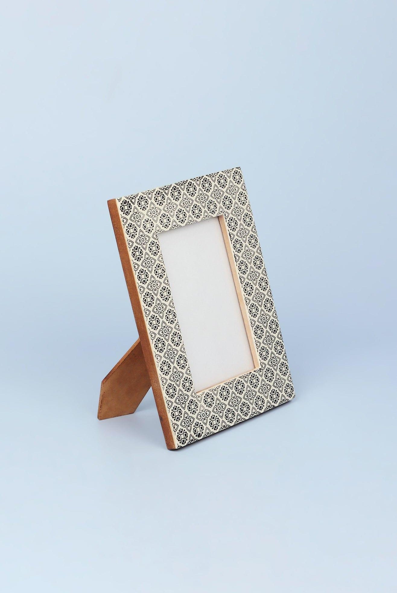 Boho Black Floral Handcrafted Photo Frame Rustic Picture Display - G Decor