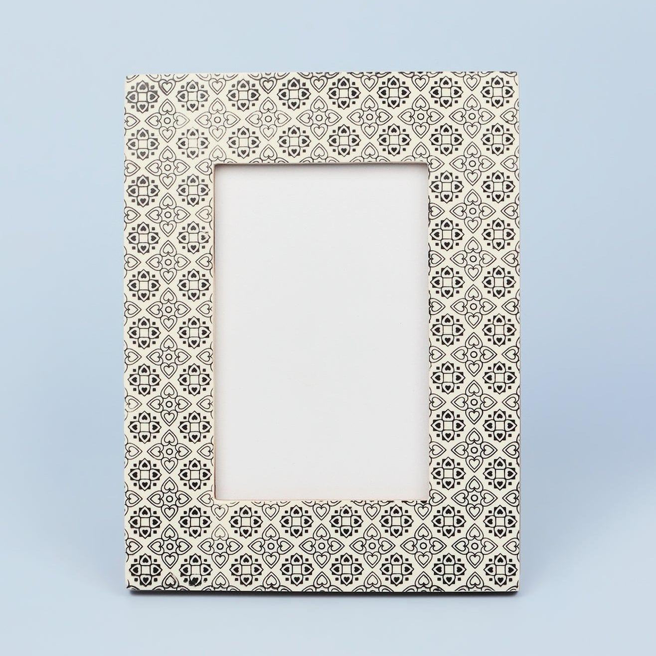 Boho Black Floral Handcrafted Photo Frame Rustic Picture Display - G Decor