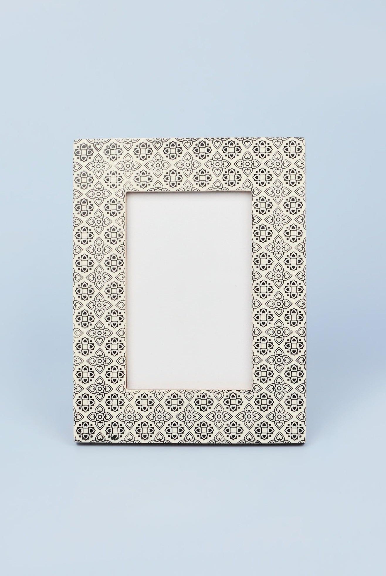 Boho Black Floral Handcrafted Photo Frame Rustic Picture Display - G Decor