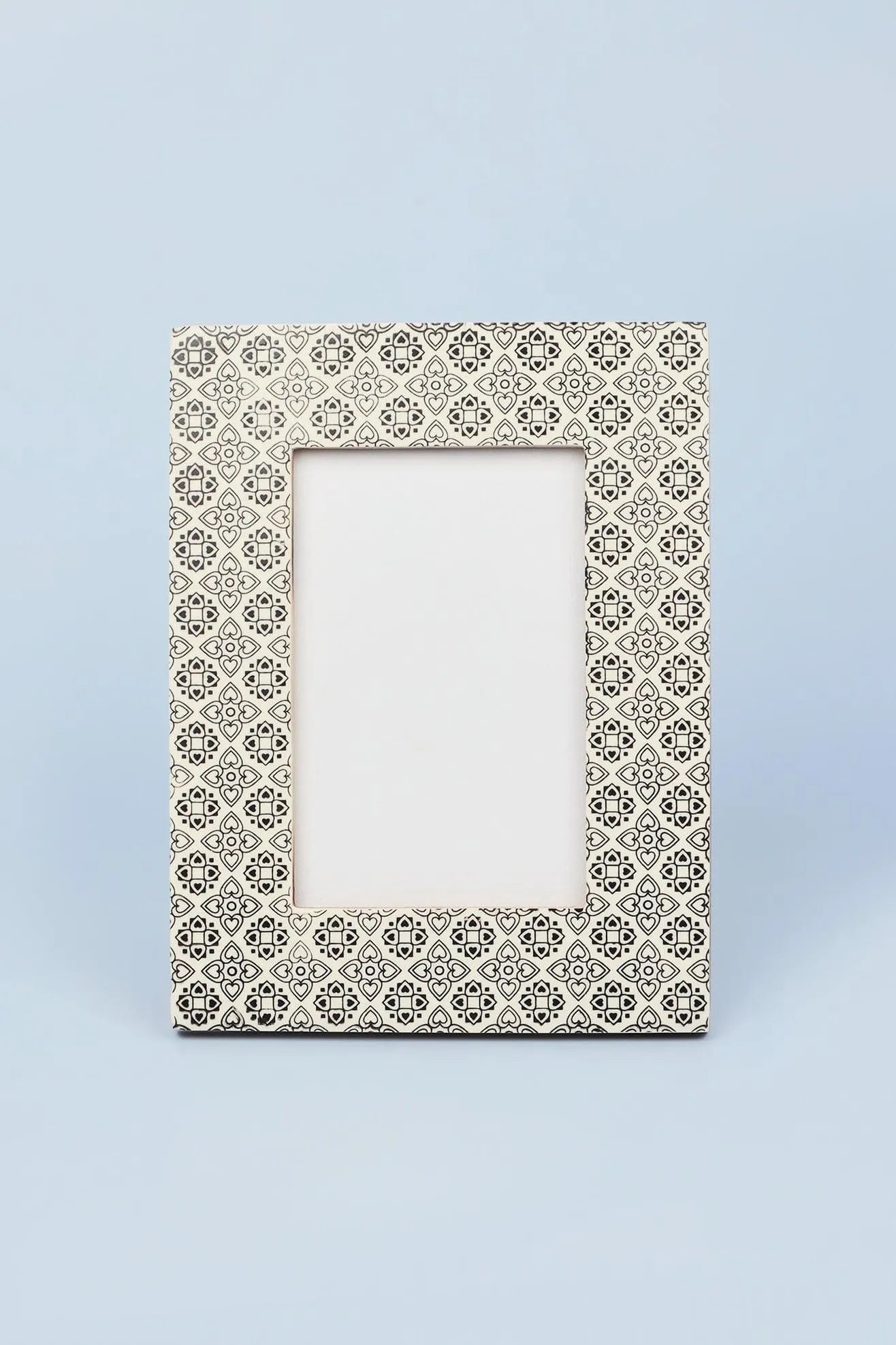 Boho Black Floral Handcrafted Photo Frame Rustic Picture Display - G Decor