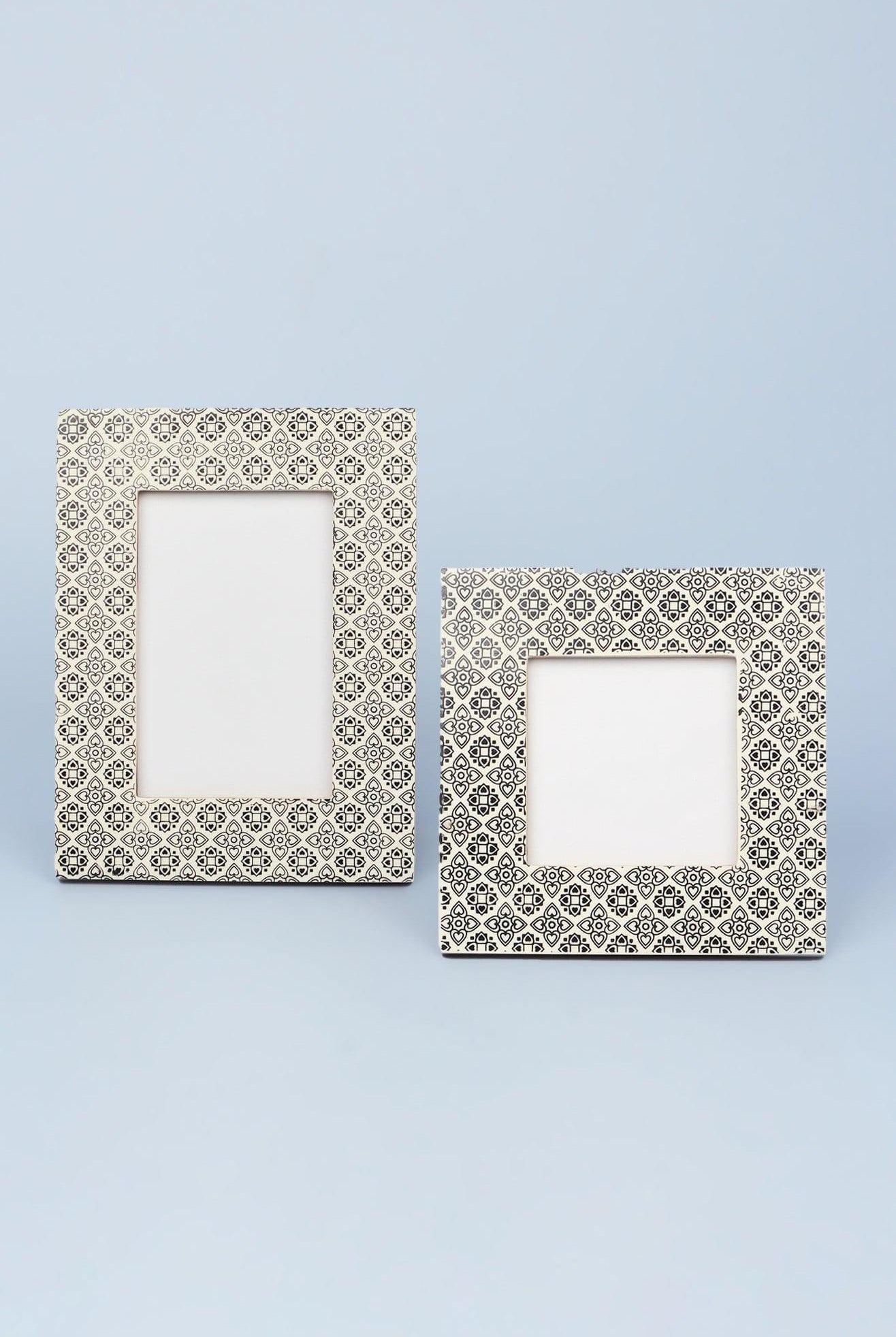 Boho Black Floral Handcrafted Photo Frame Rustic Picture Display - G Decor