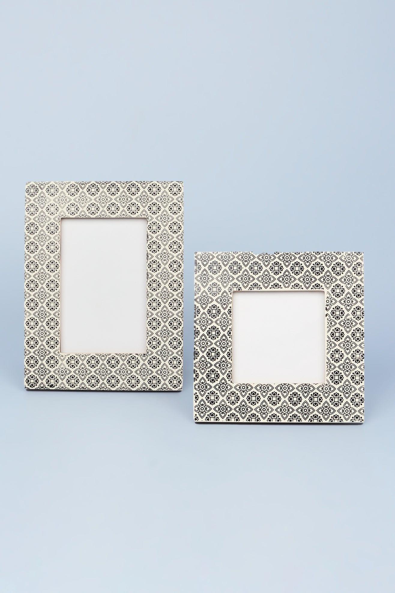 Boho Black Floral Handcrafted Photo Frame Rustic Picture Display - G Decor