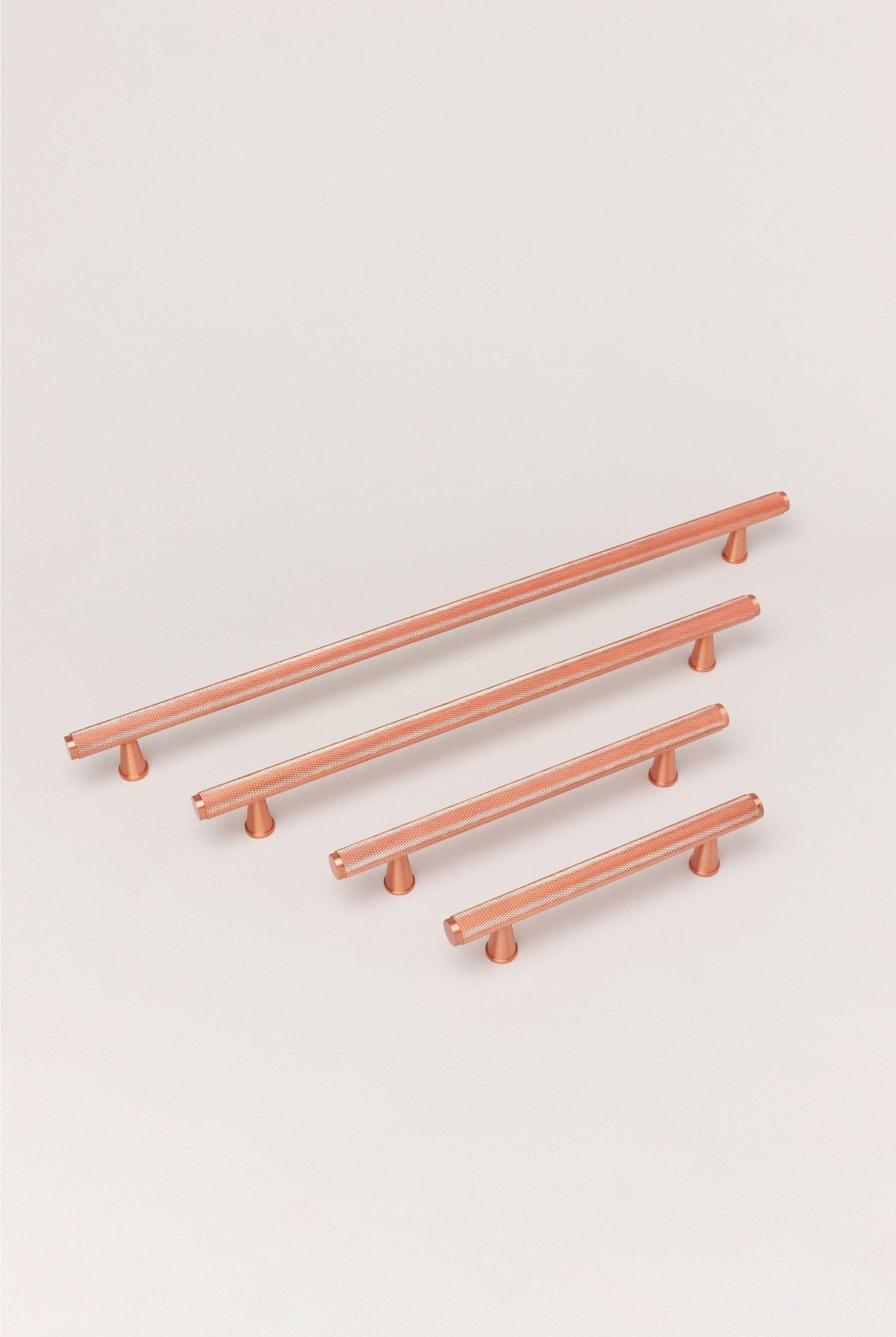 Brass Solid Matt Knurled T Bar Kitchen Rose Gold Cupboard Handles - G Decor