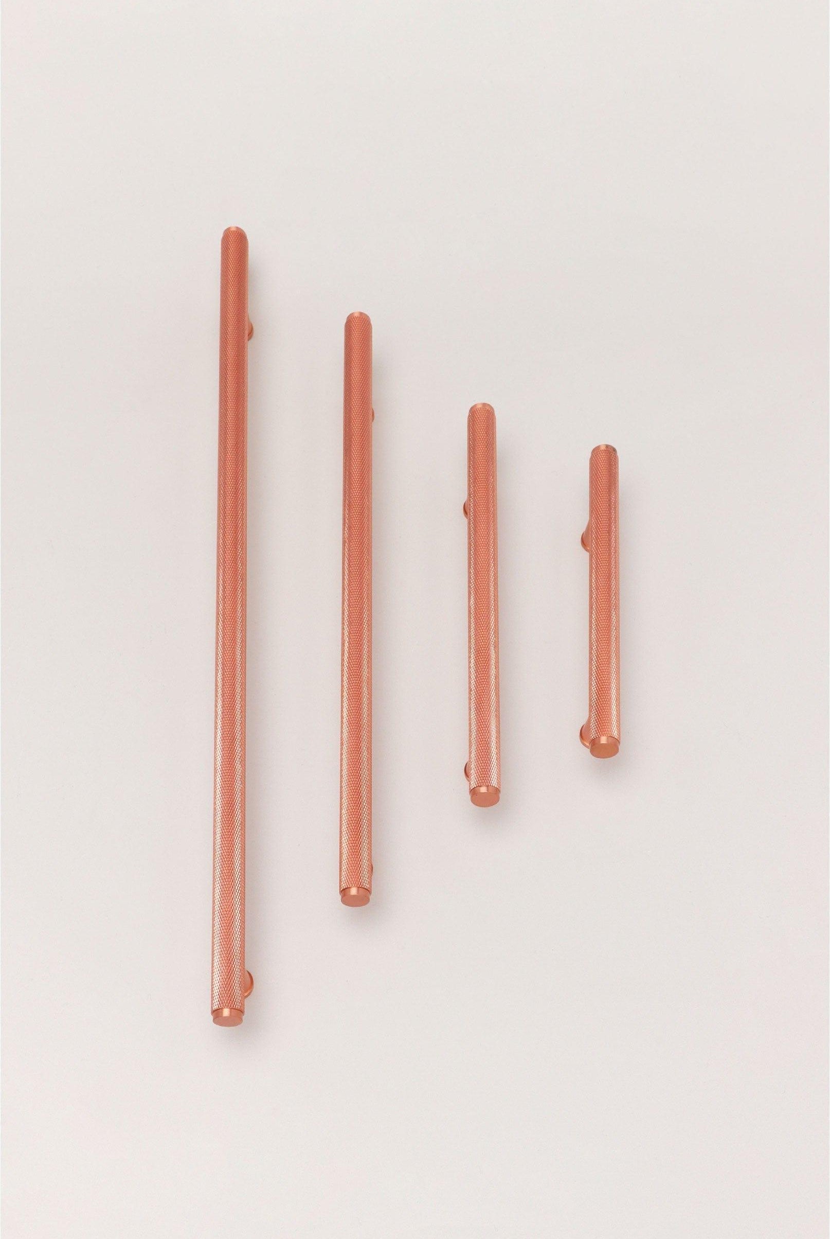 Brass Solid Matt Knurled T Bar Kitchen Rose Gold Cupboard Handles - G Decor